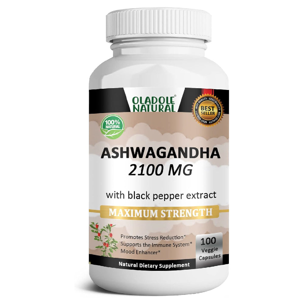 Ashwagandha Powder 2100mg with Black Pepper Extract 2100mg 100 Capsule