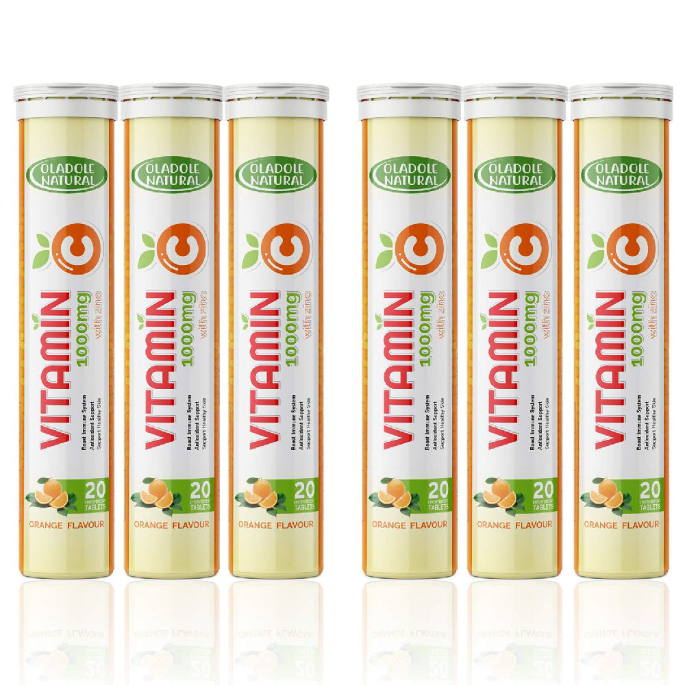 Vitamin C 1000mg effervescent + Zinc Orange Flavor Pack of 6