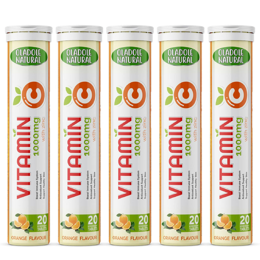 Vitamin C 1000mg effervescent + Zinc with Orange Flavor Pack of 5