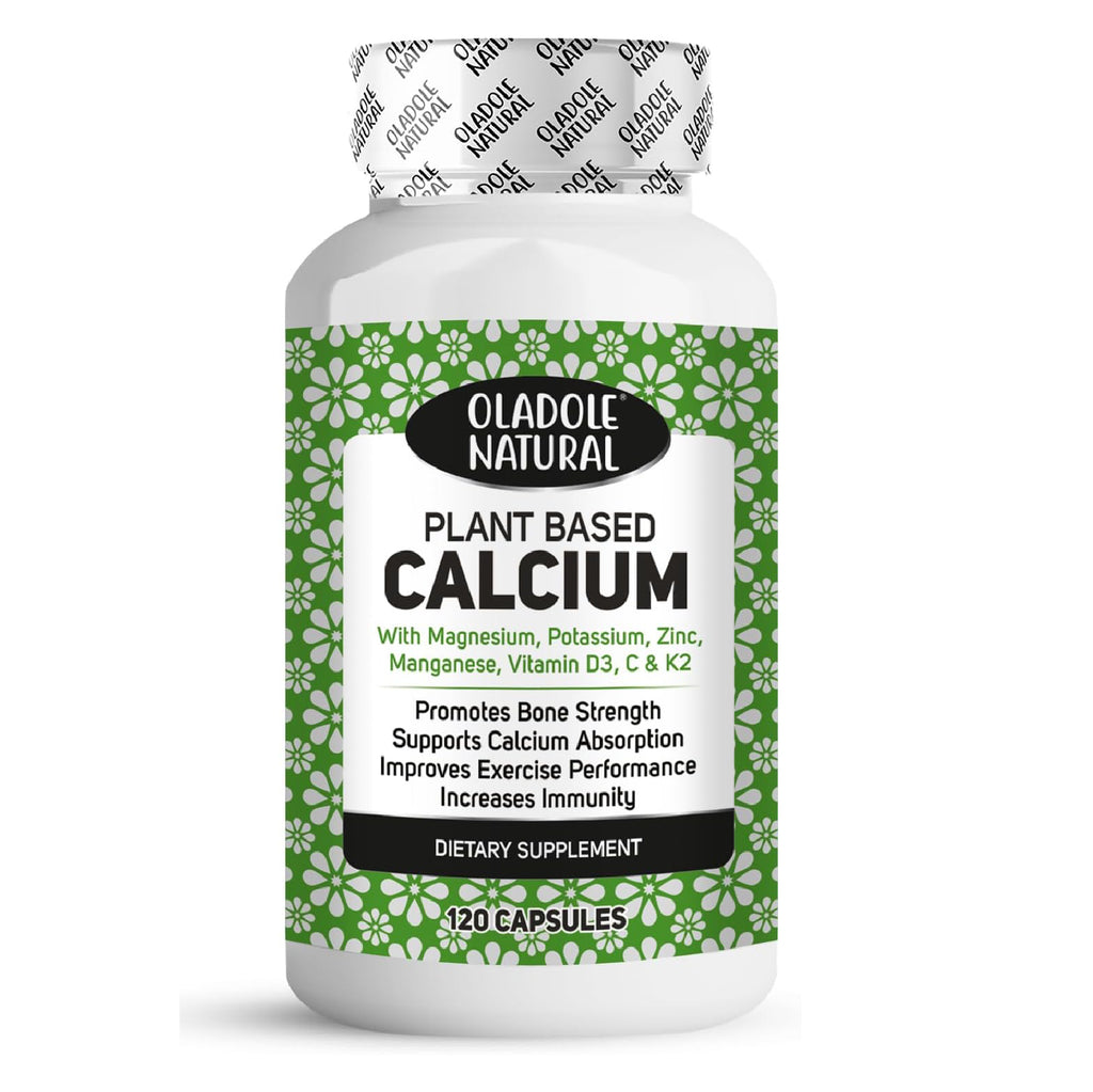 Plant-Based Calcium  with Magnesium, Potassium, Zinc, Boron, Manganese, Vitamins 120 Capsules