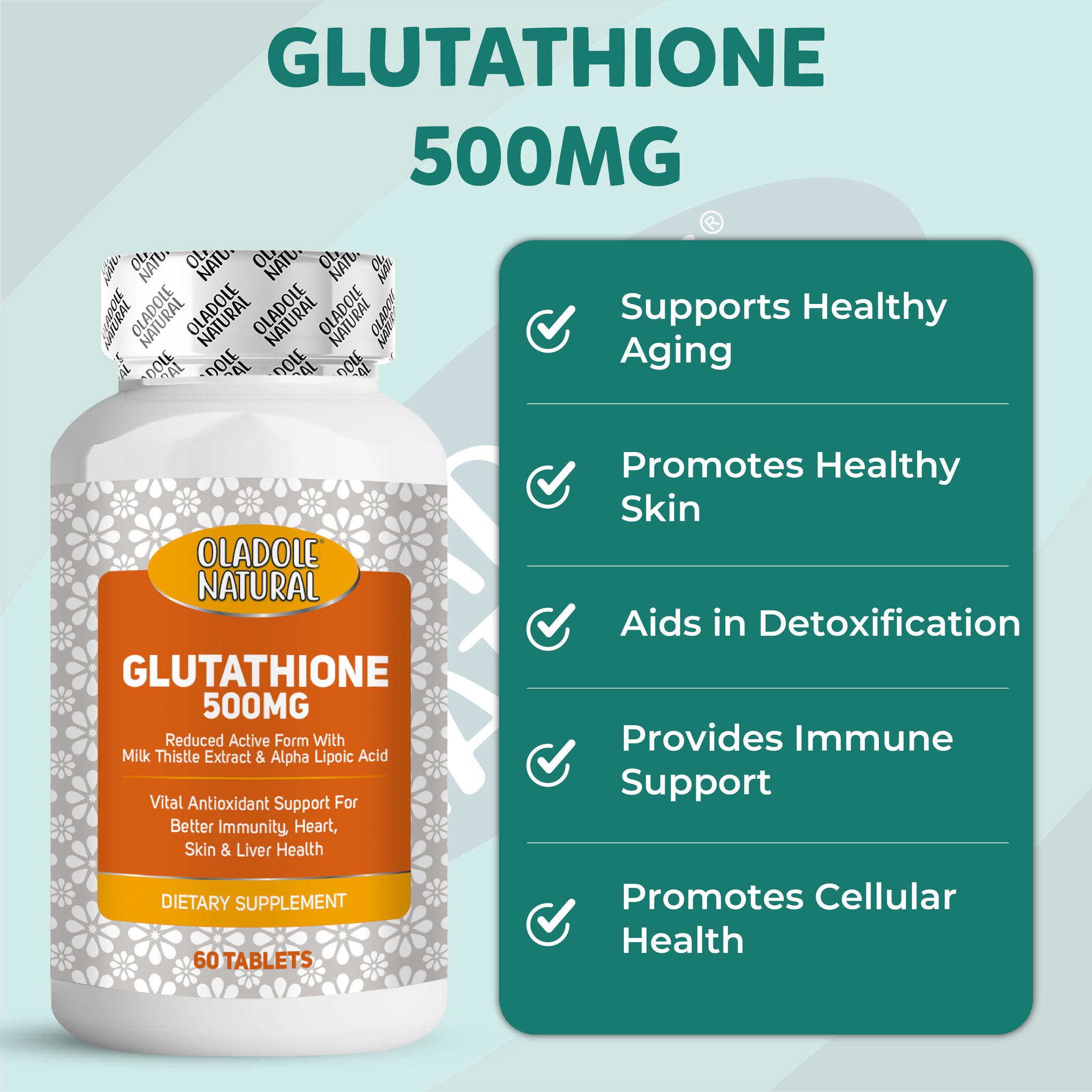 Glutathione 500mg 60 Tablets Oladole Store 9542