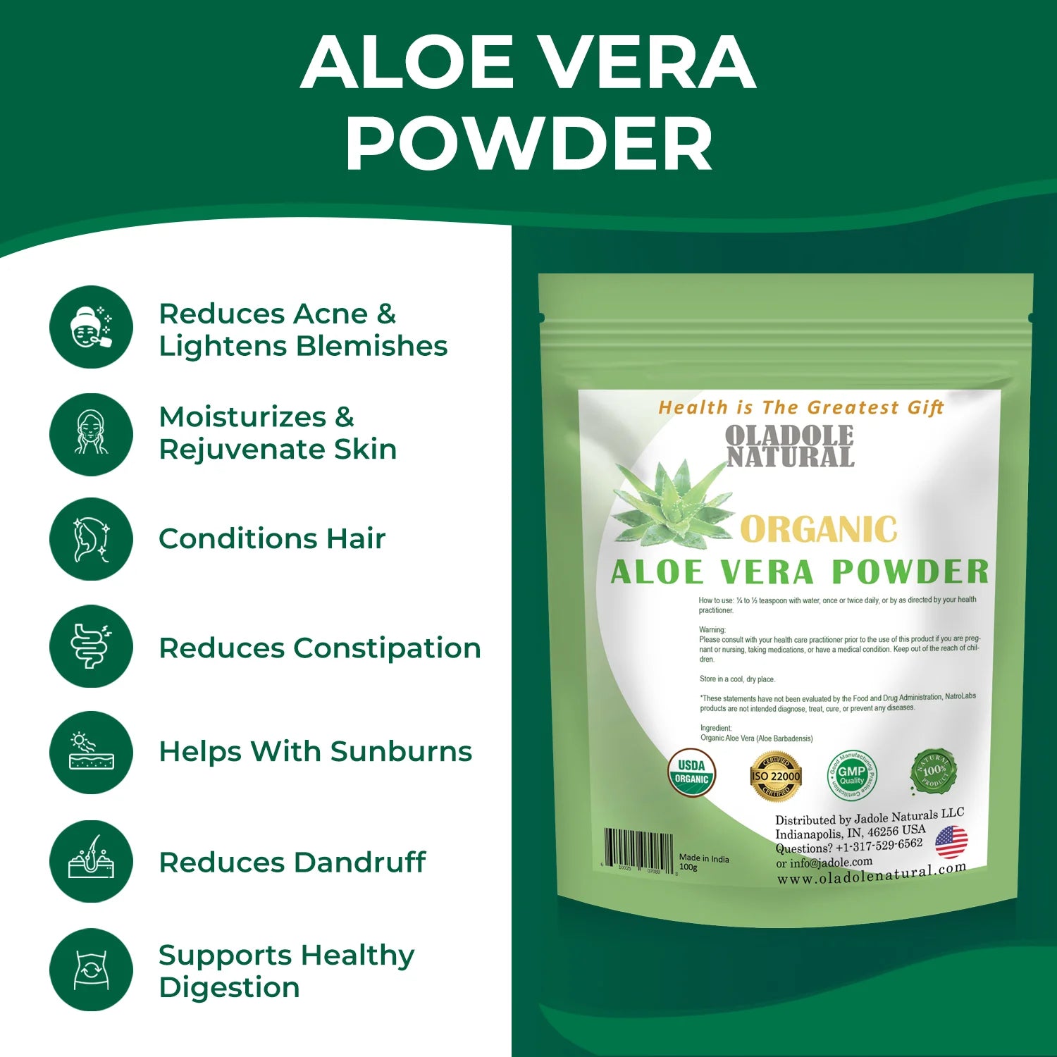 Natural Aloe Vera Leaf Powder 100 g