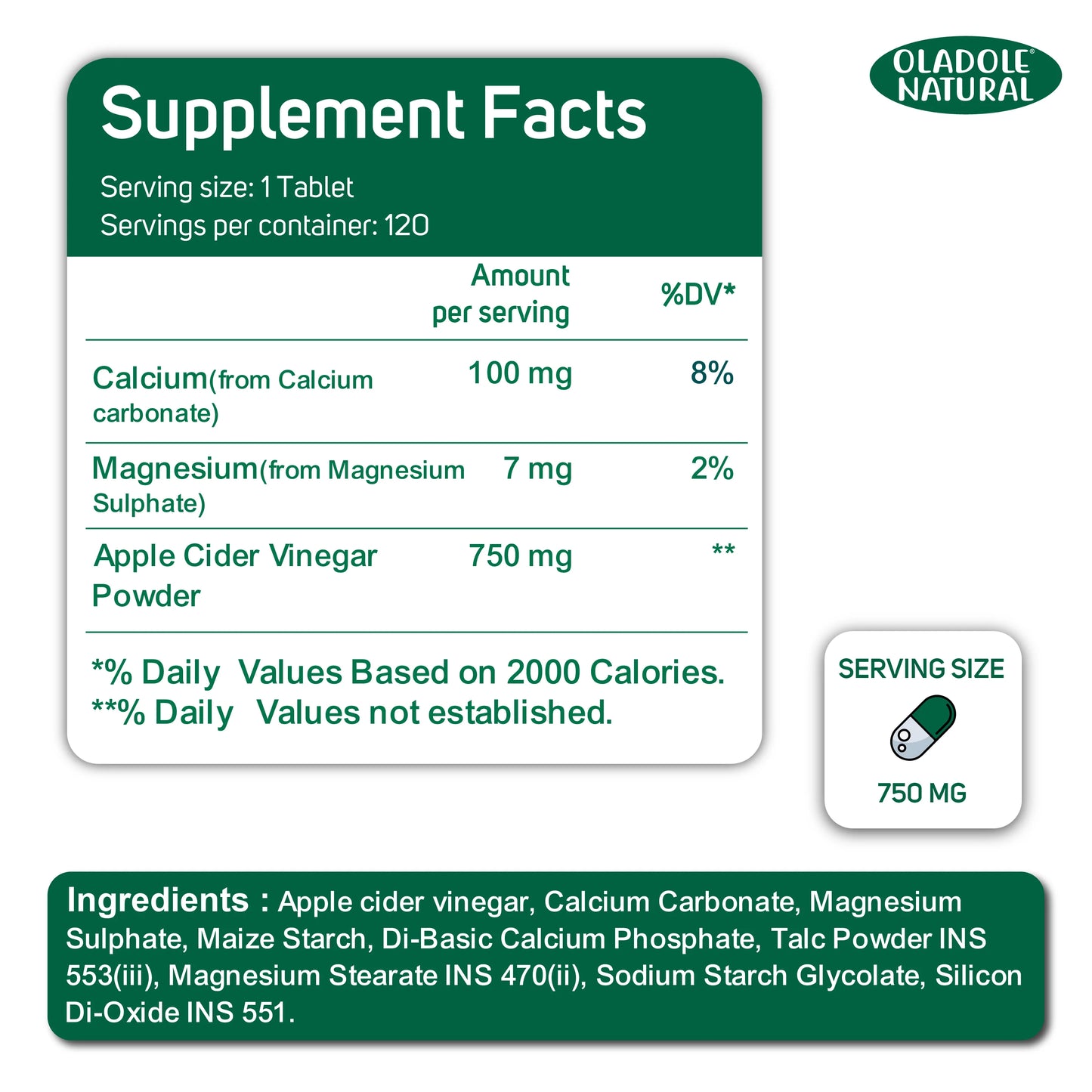 Apple Cider Vinegar 750 mg