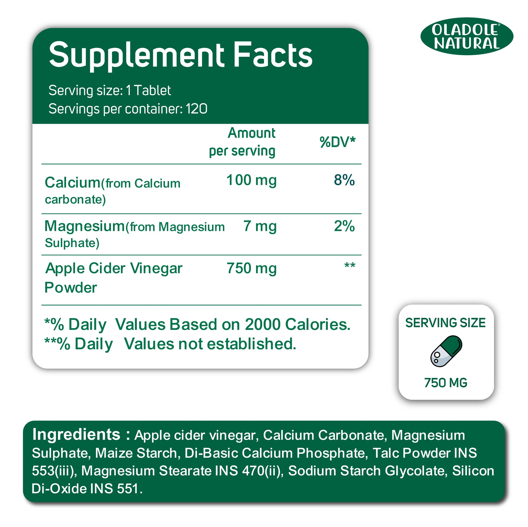 Apple Cider Vinegar 750 mg