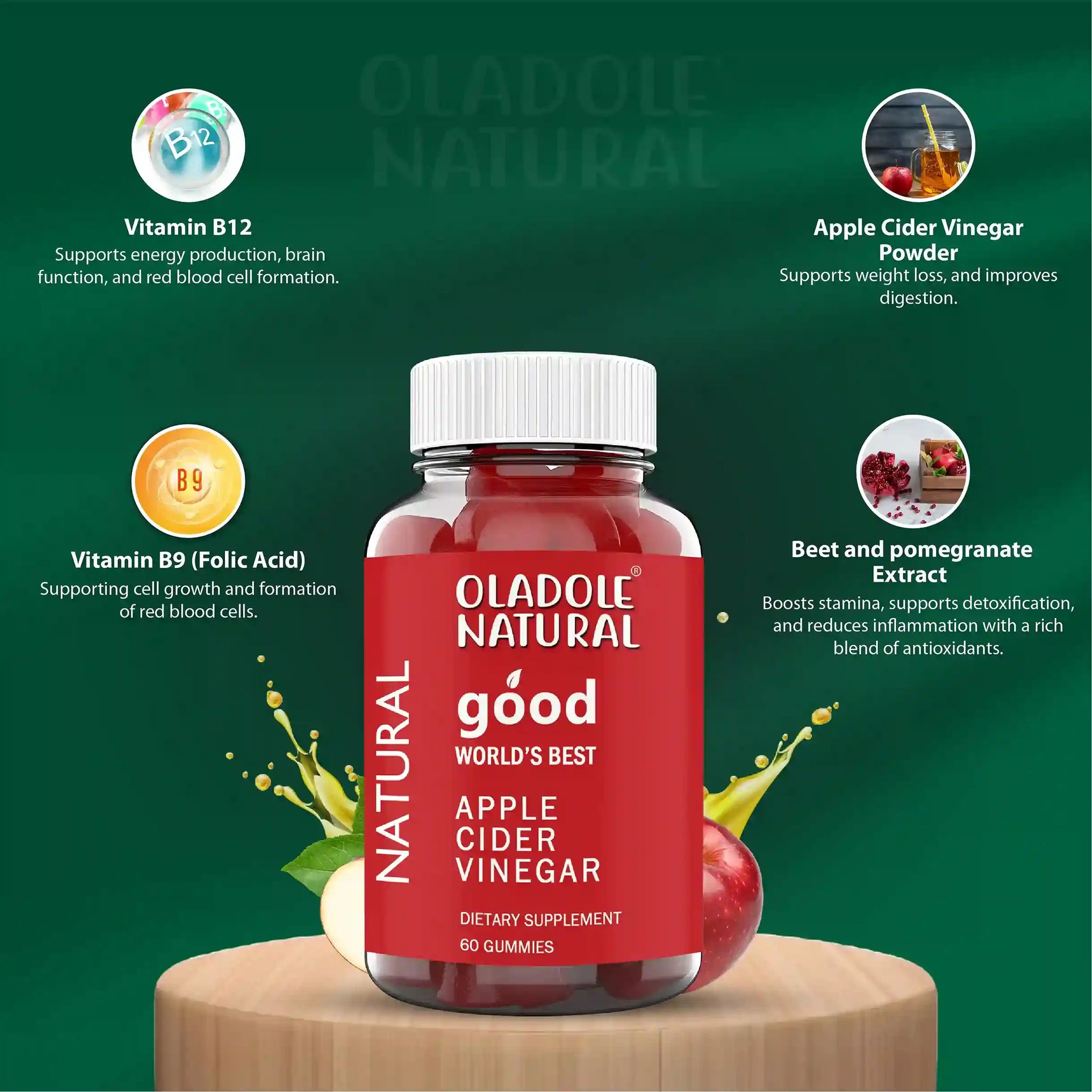 Apple Cider Vinegar Gummy Apple Flavor 60 Gummies