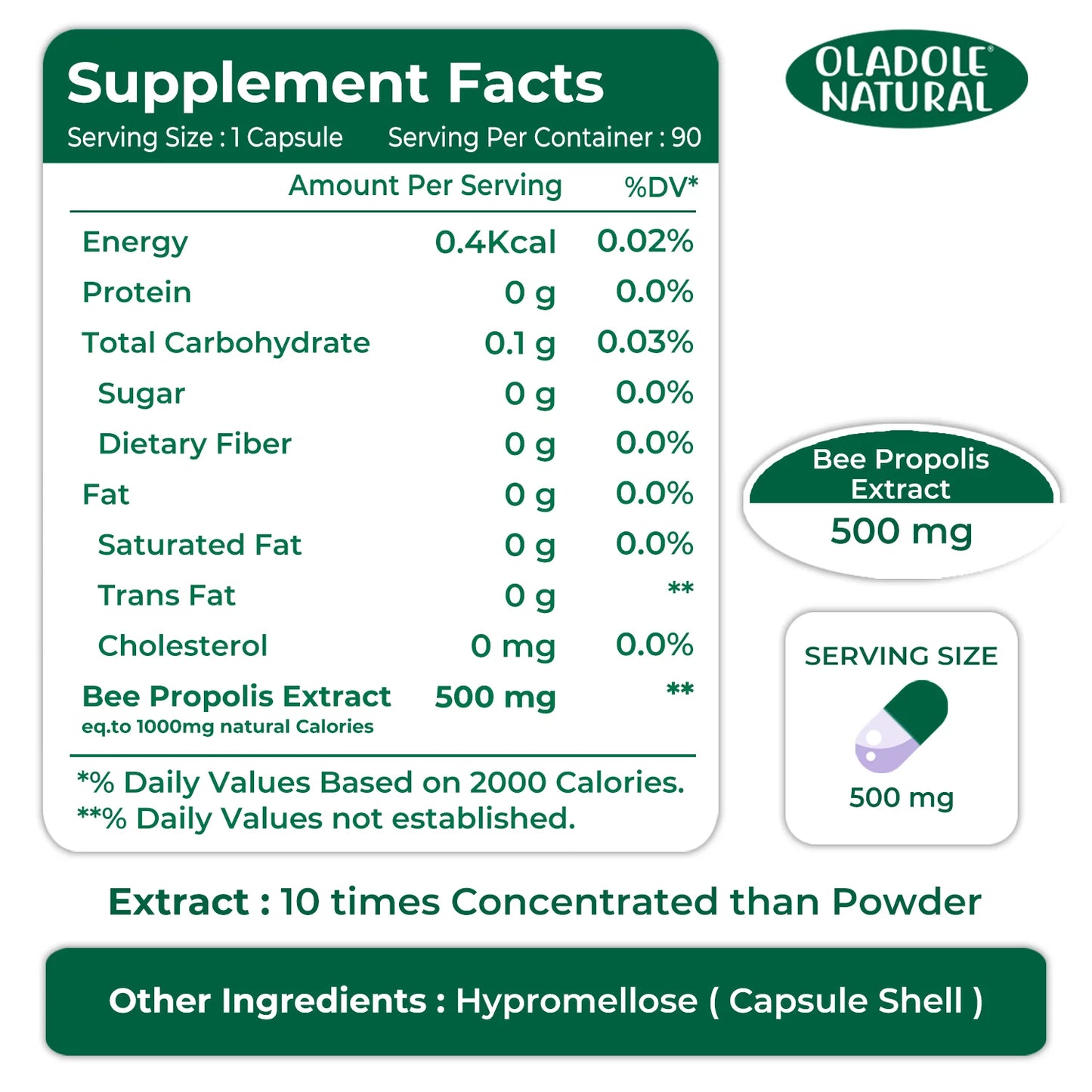 Bee Propolis 500 mg - 90 Capsules