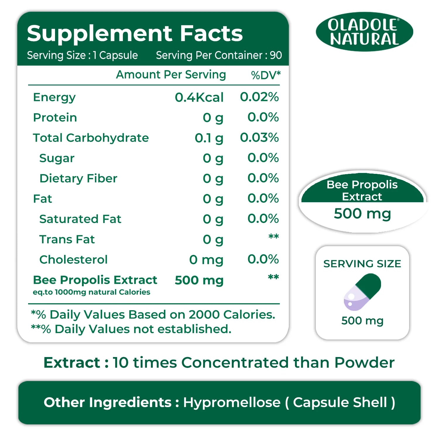 Bee Propolis 500 mg - 90 Capsules