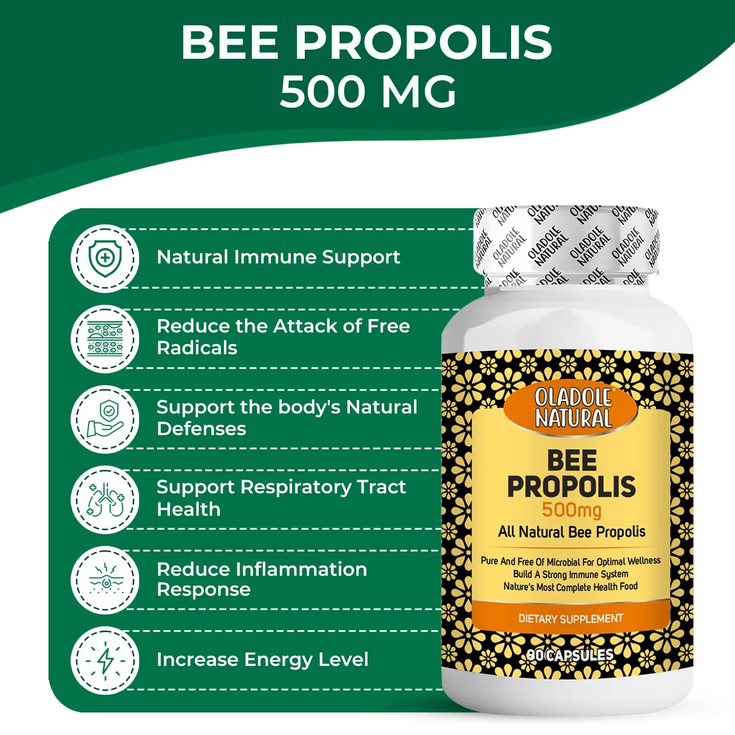Bee Propolis 500 mg - 90 Capsules