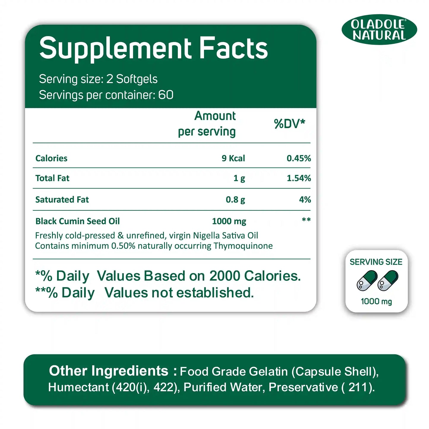 Black Seed Oil 1000 mg - 120 Softgel