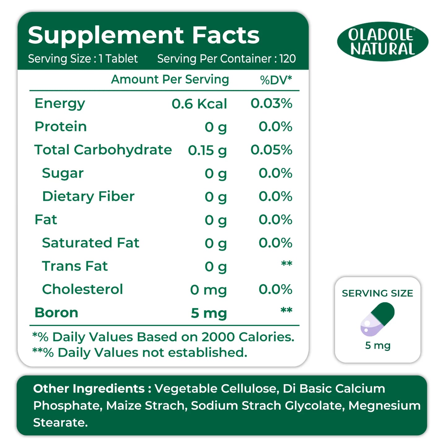 Boron Supplement 5 mg 
