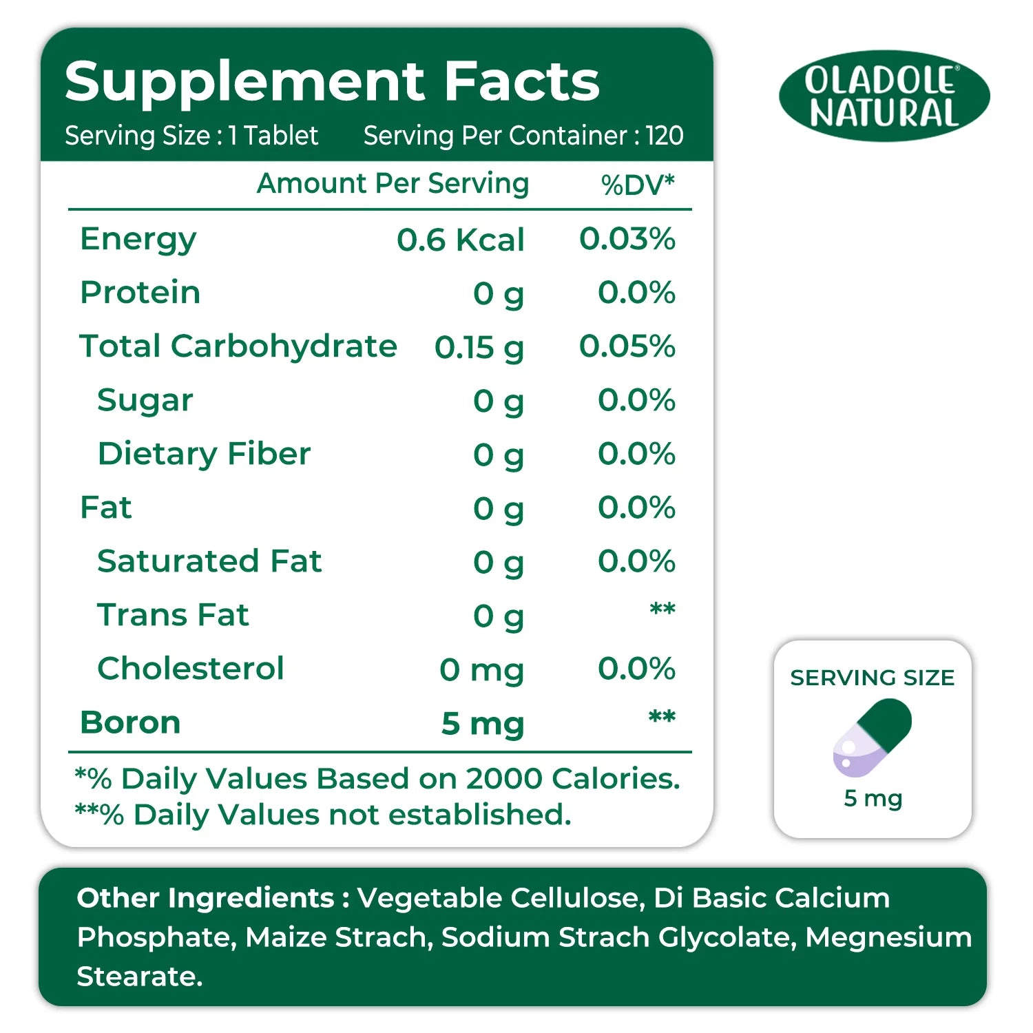 Boron Supplement 5 mg 