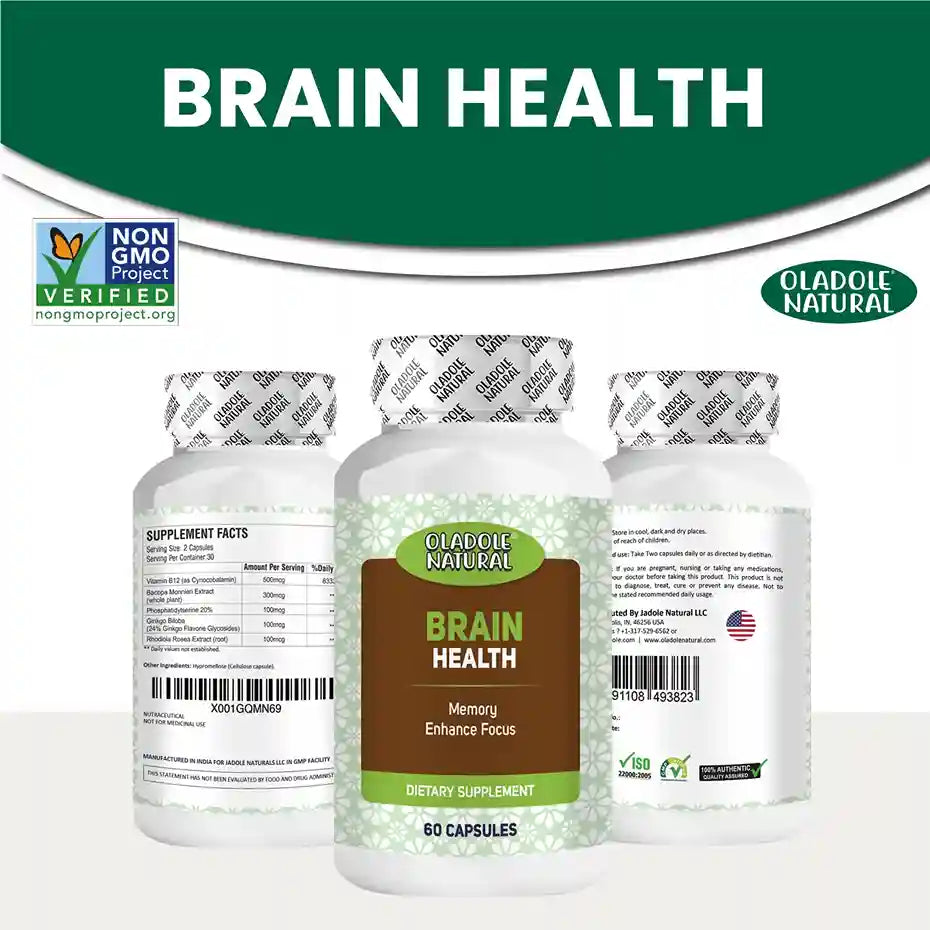 Brain Booster Supplement With Vitamin B12 - 60 Capsules