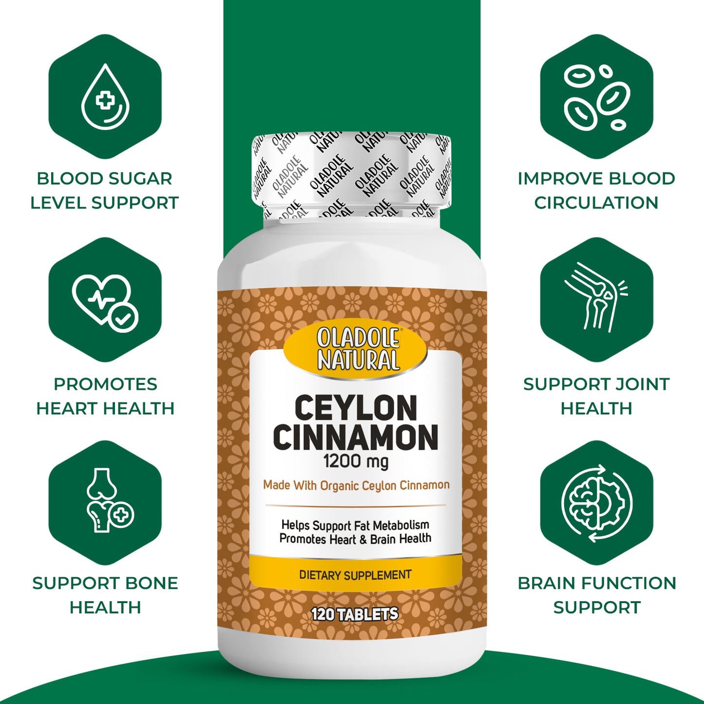 Organic Ceylon Cinnamon 1200 mg - 120 Tablets