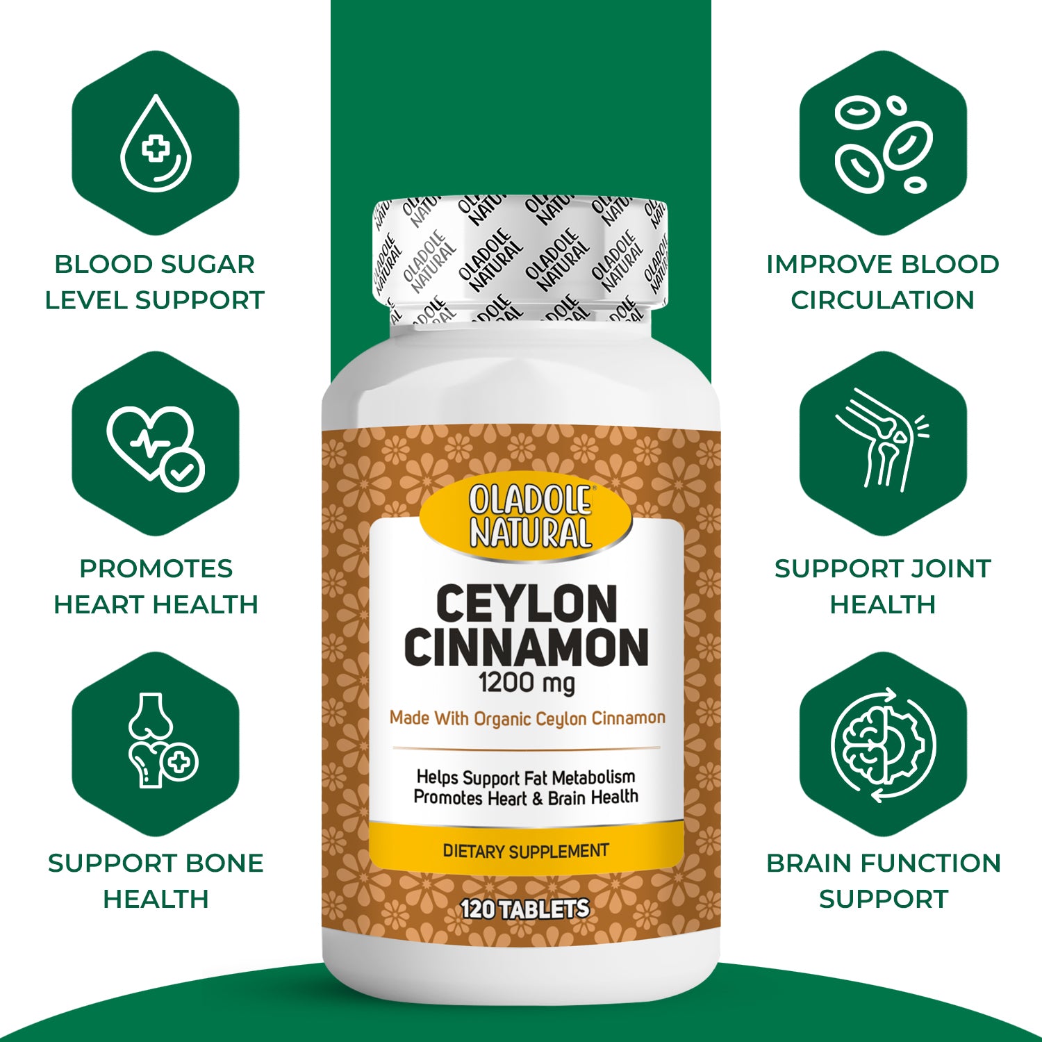 Organic Ceylon Cinnamon 1200 mg - 120 Tablets