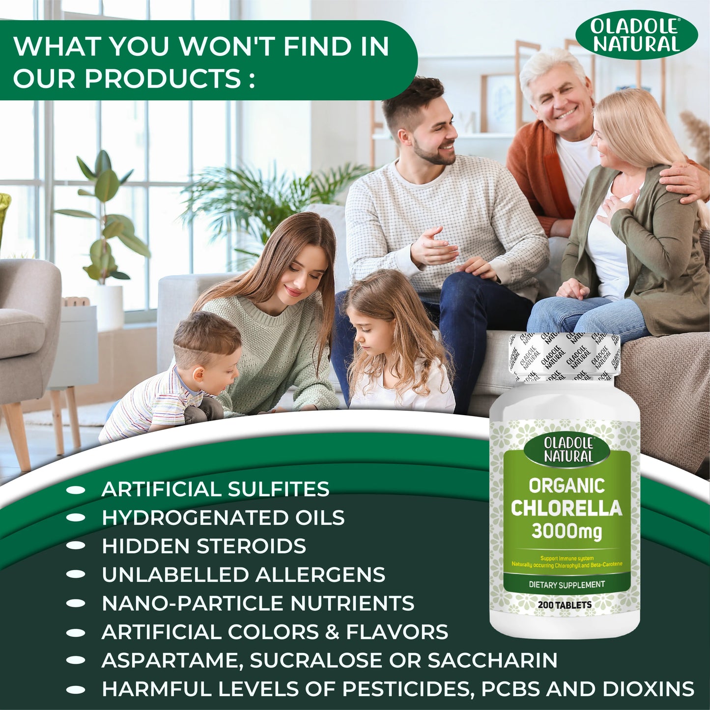 Organic Chlorella 3000 mg
