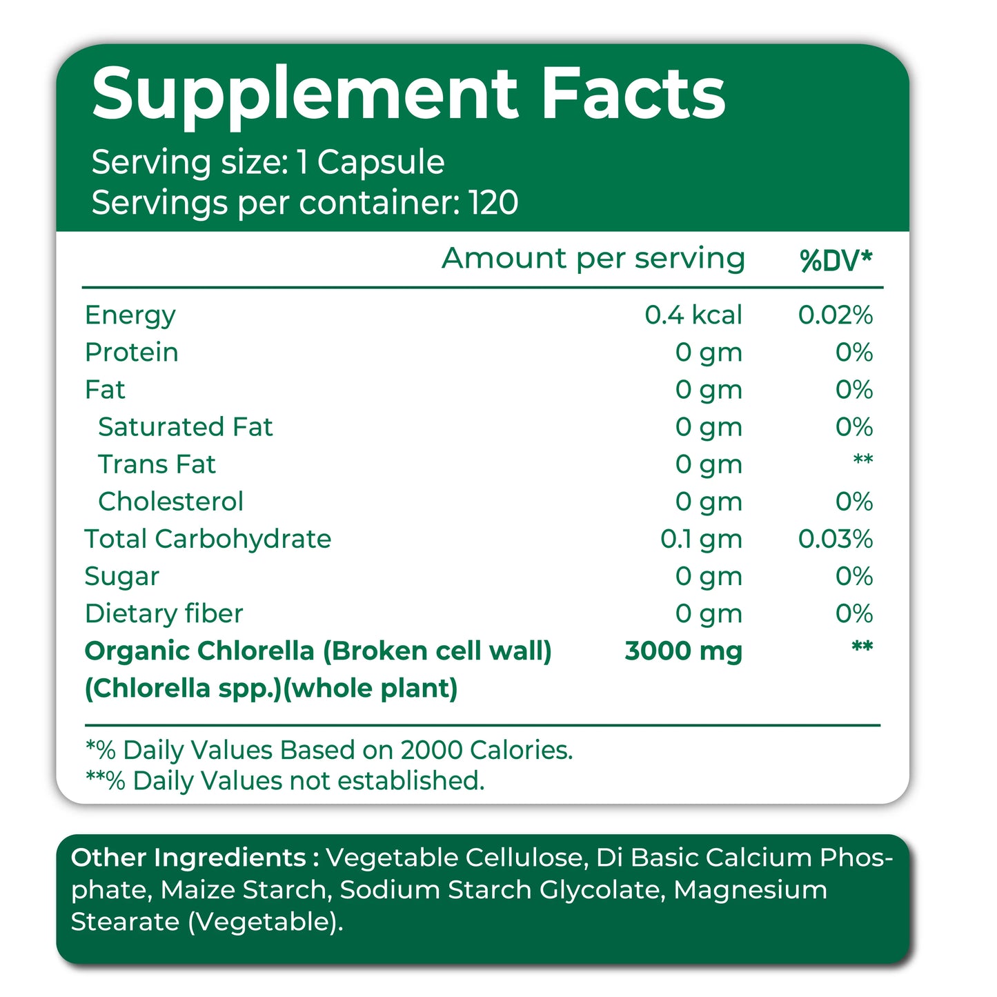 Organic Chlorella 3000 mg