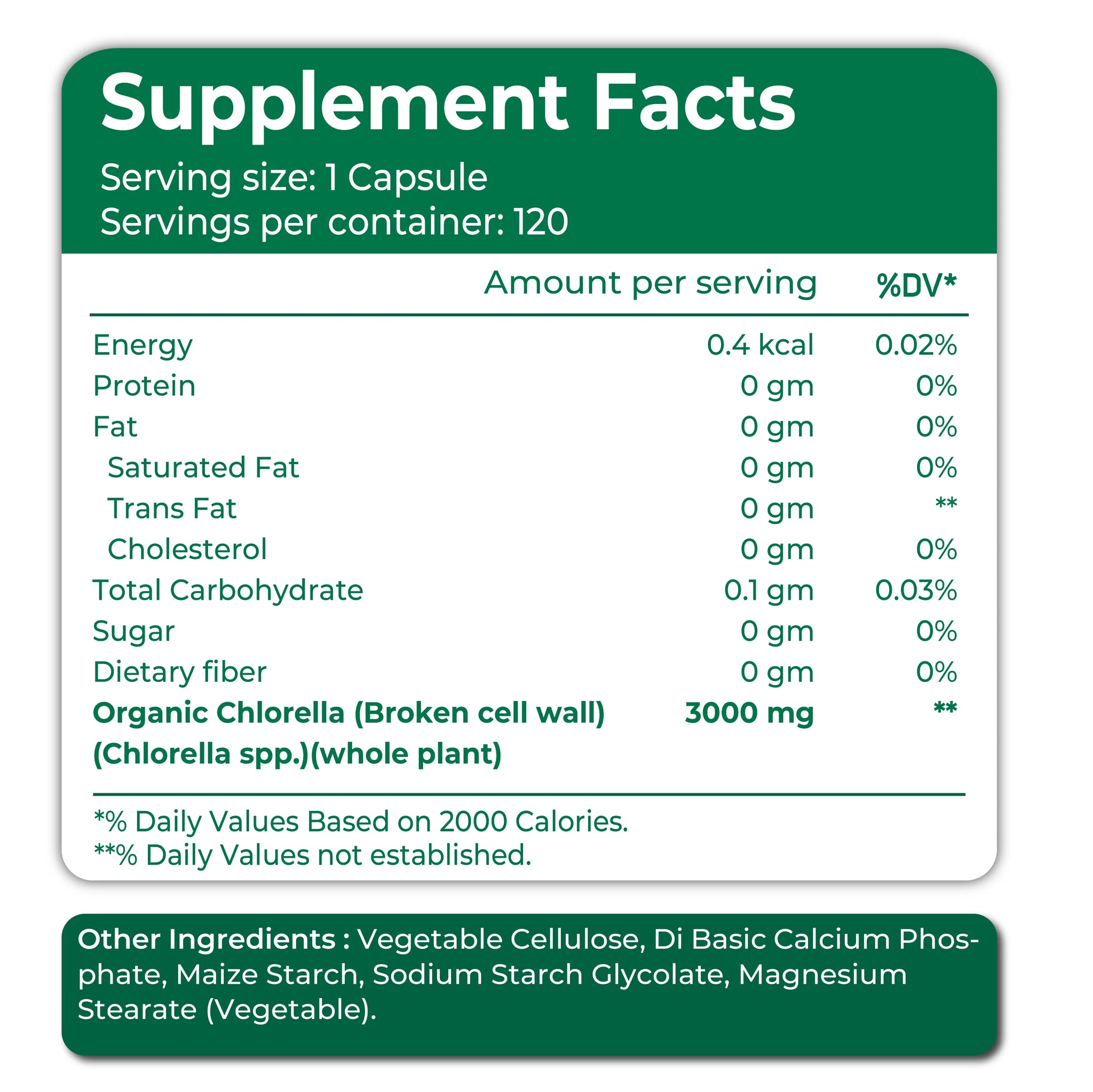 Organic Chlorella 3000 mg