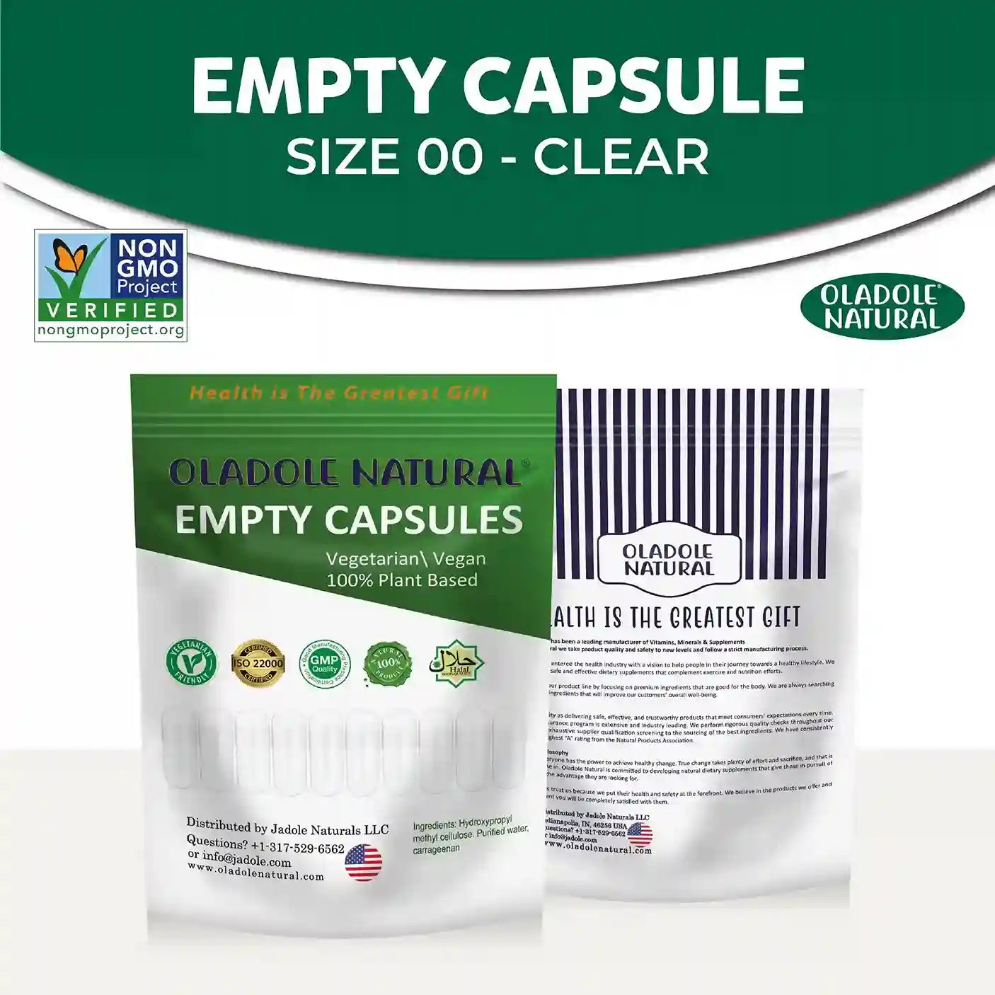 Empty Capsules Vegan, Halal Plant Based 250 Capsules