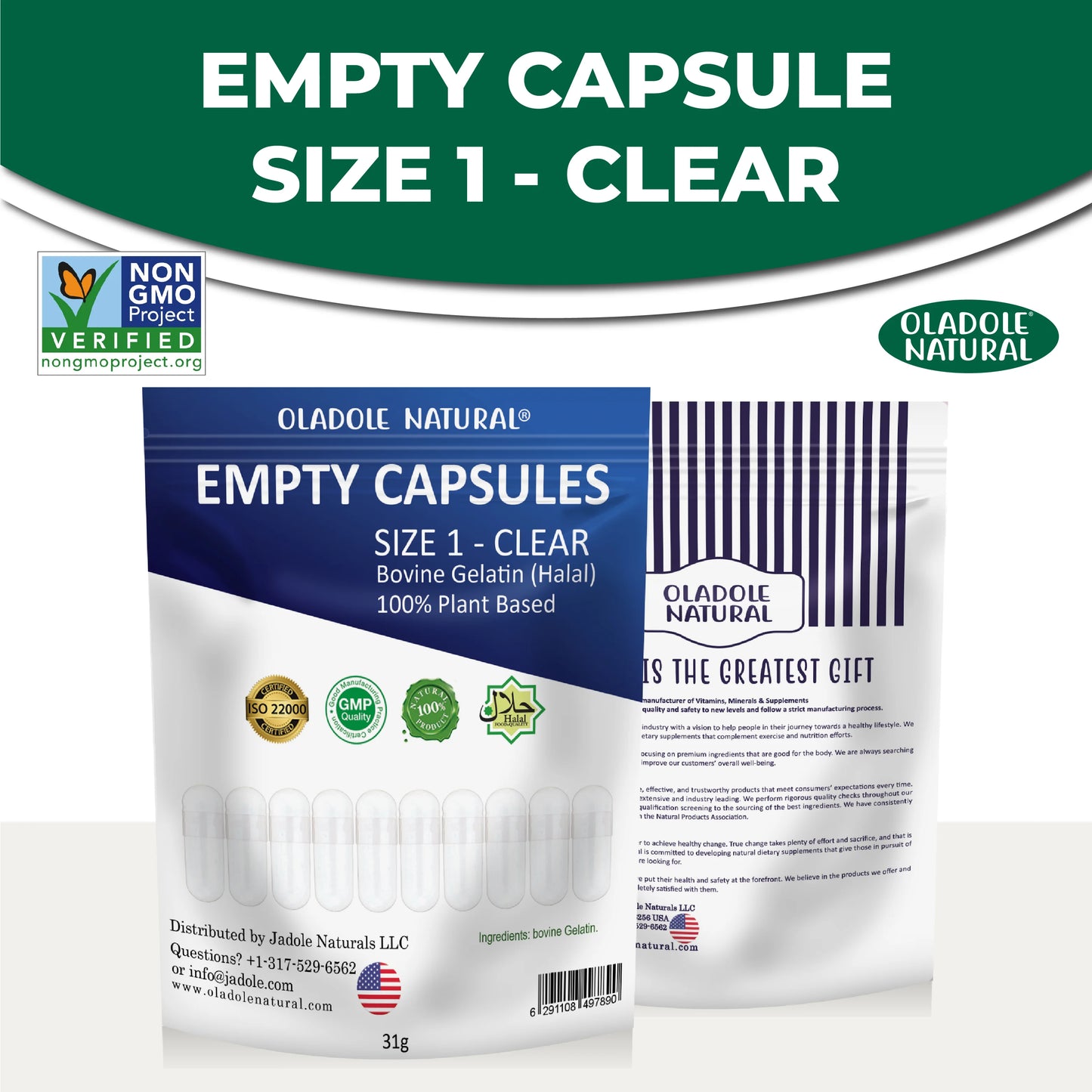 Empty Capsules Size 1 Clear 31 g 