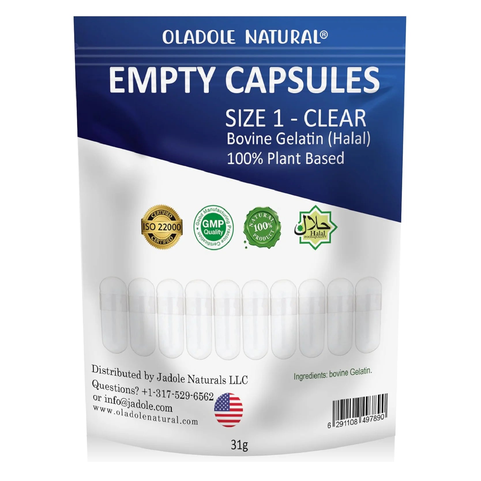 Empty Capsules Size 1 Clear 31 g 