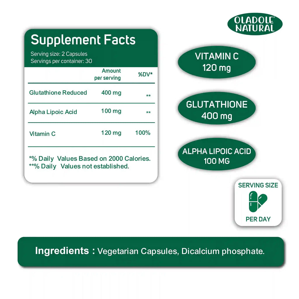 Glutathione Caps with Vitamin C - 60 Capsules Oladole Store Glutathione Caps with Vitamin C - 60 Capsules Oladole Store