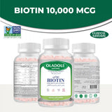oladole natural biotin hair, skin & nails gummies - 60 gummies 3 bottle