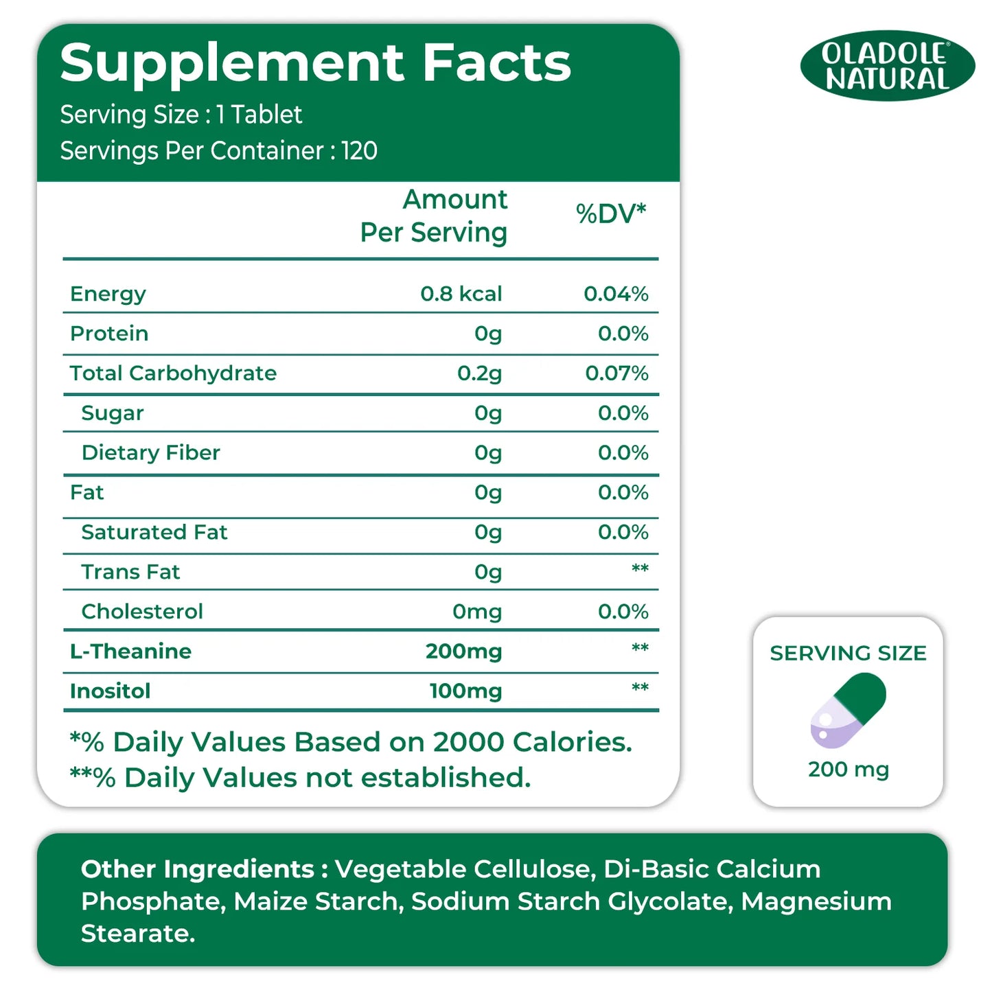 L-Theanine 200 mg Double Strength with Inositol 