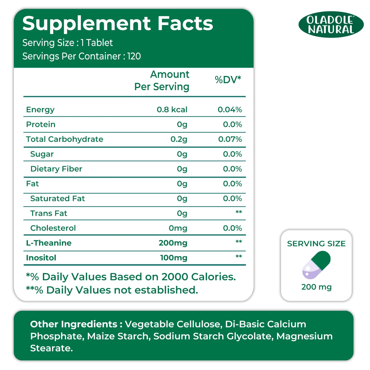 L-Theanine 200 mg Double Strength with Inositol 