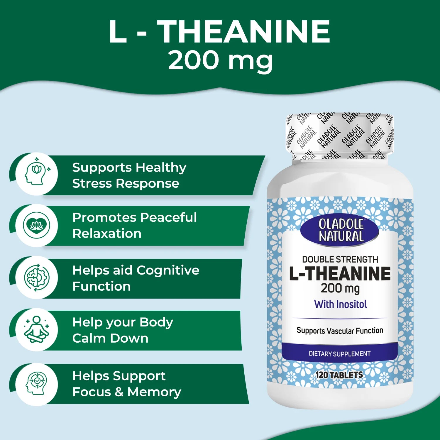 L-Theanine 200 mg Double Strength with Inositol 