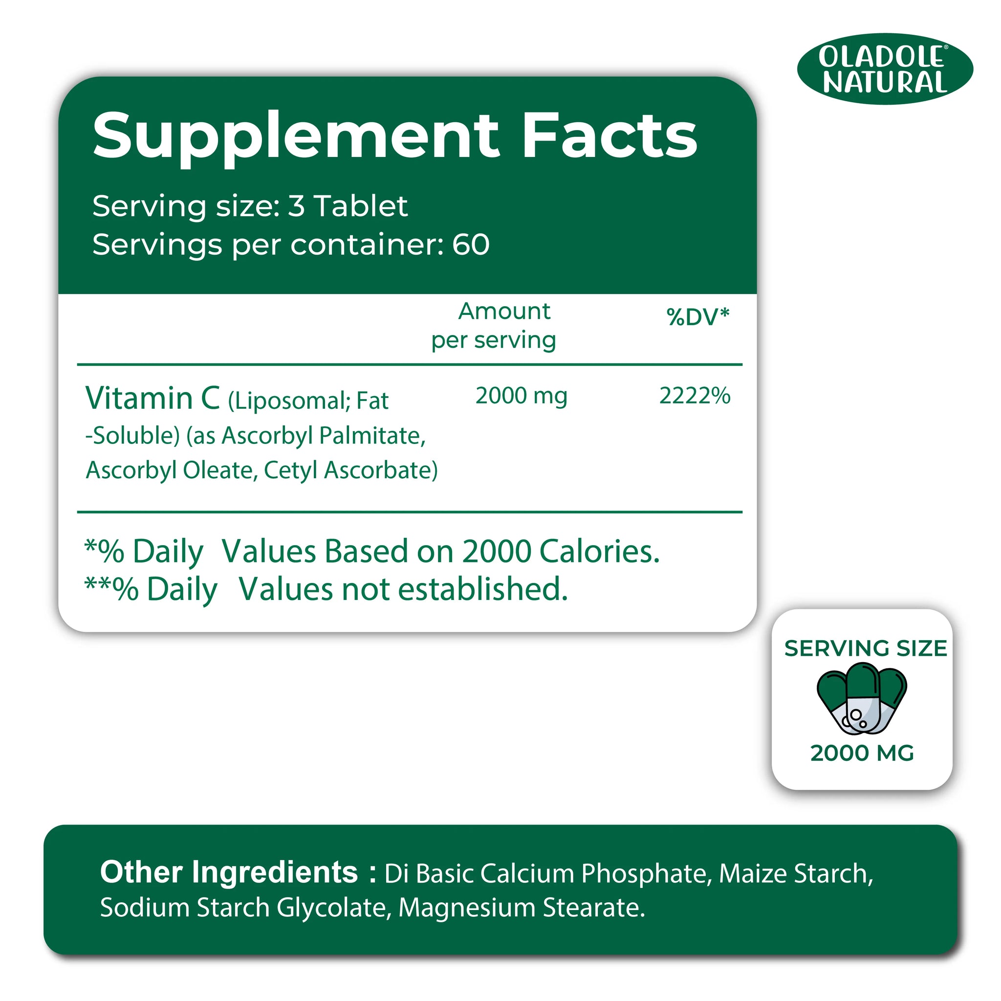 Liposomal Vitamin C 2000 mg- 180 Tablets