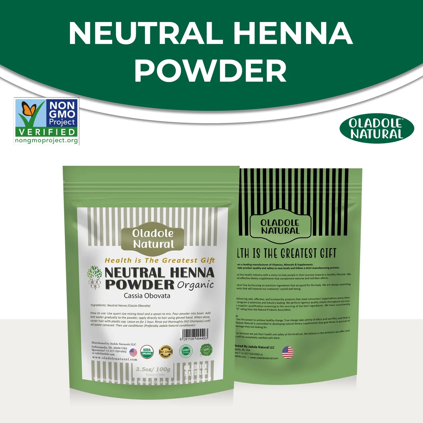 Neutral Henna Powder Organic Cassia obovate 100 g