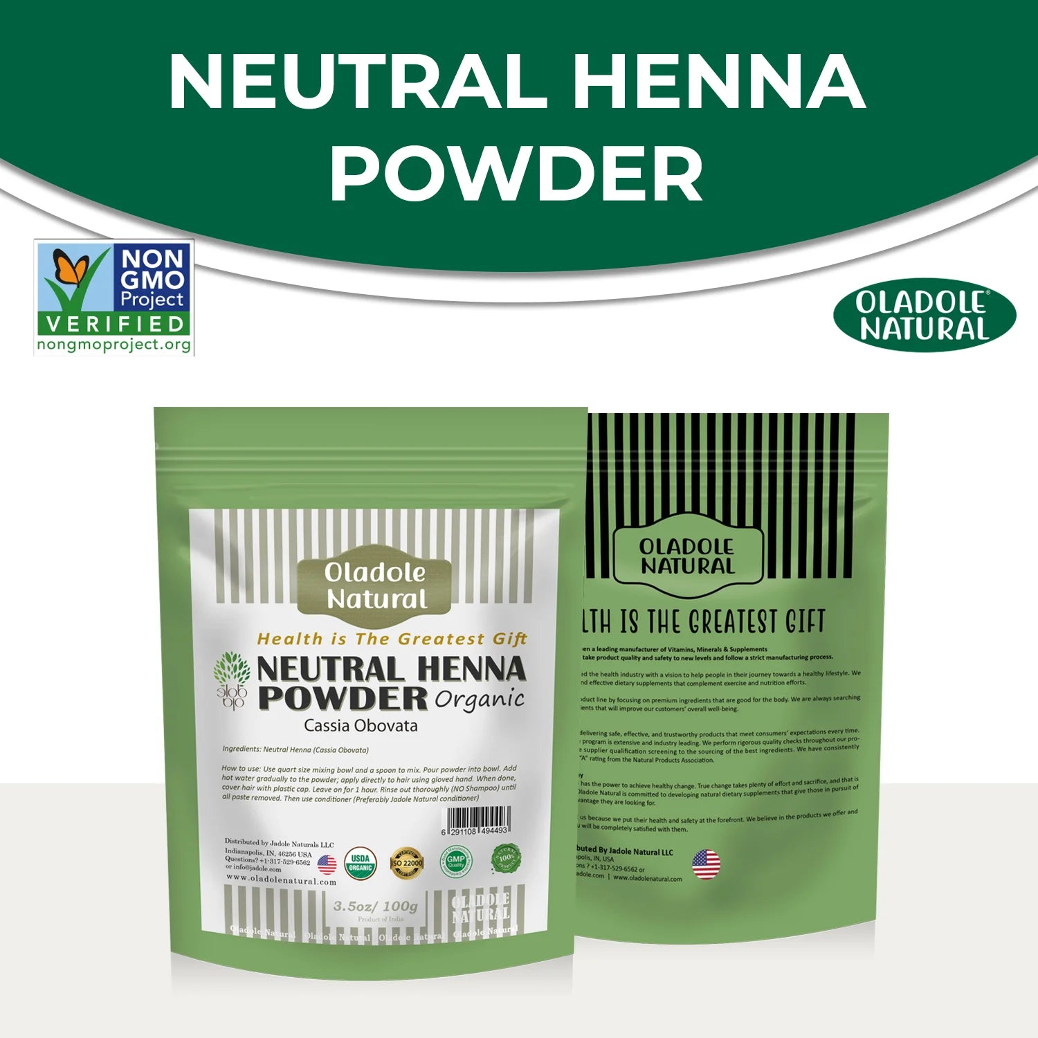 Neutral Henna Powder Organic Cassia obovate 100 g