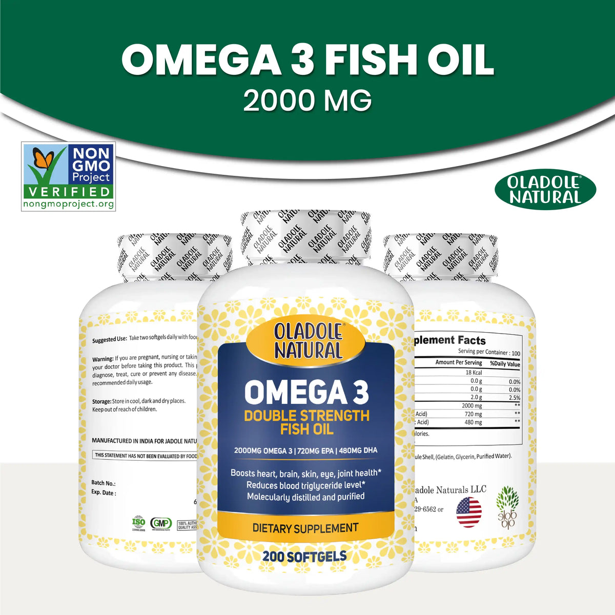 Omega 3 Fish Oil 2000 mg 360 EPA 240 DHA - 200 Softgel