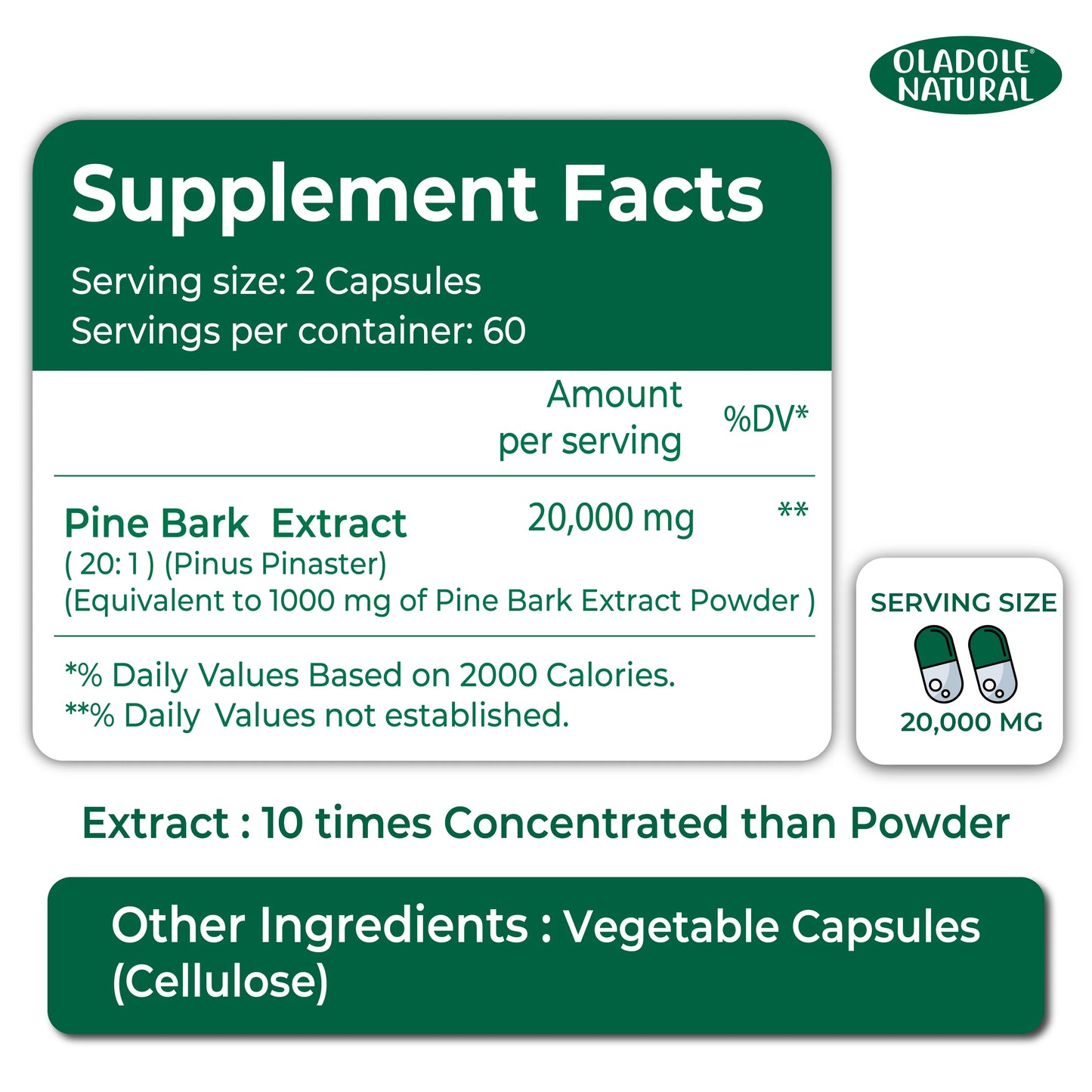 Natural Pine Bark Extract 20,000 mg