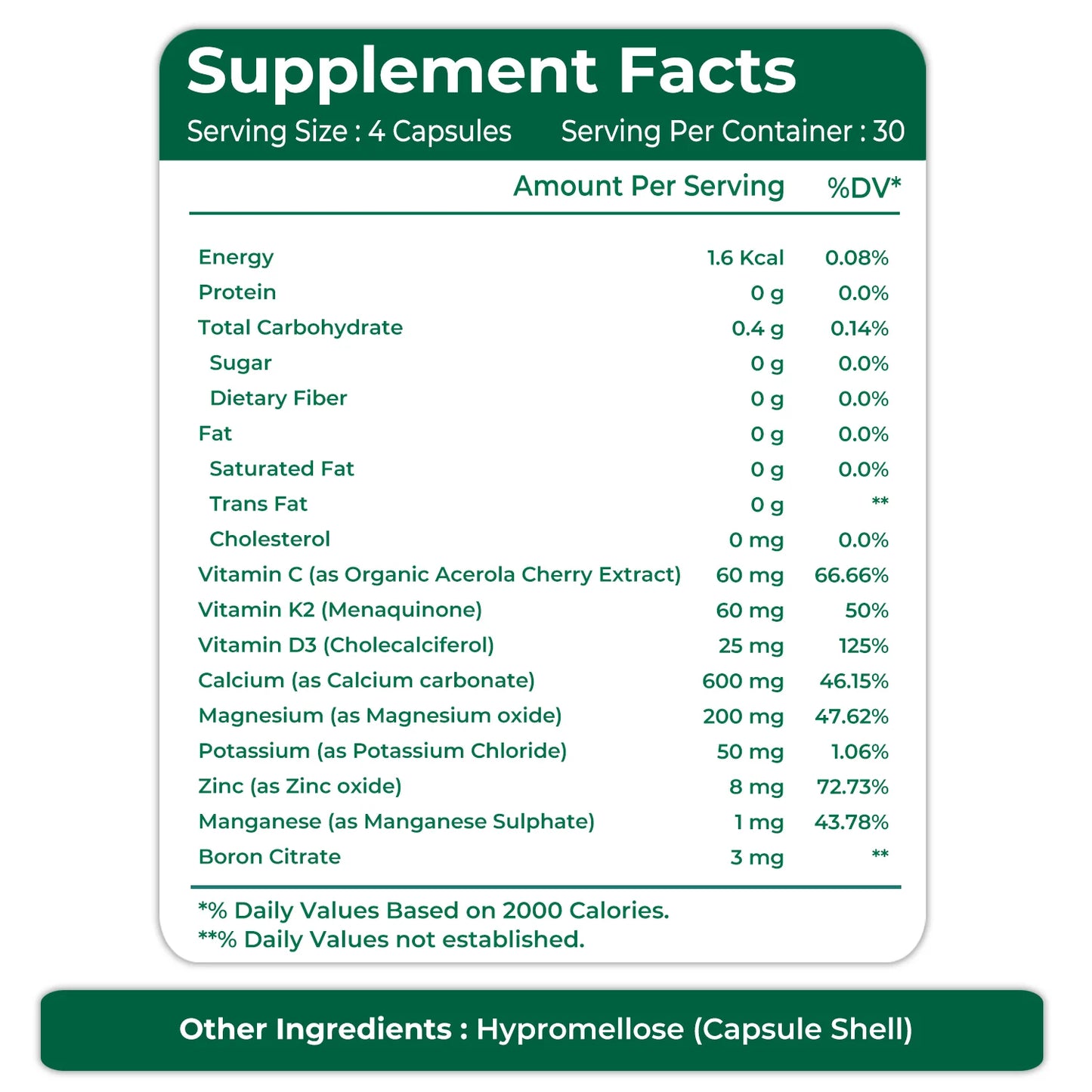 Plant Based Calcium with Magnesium, Zinc & Vitamins 