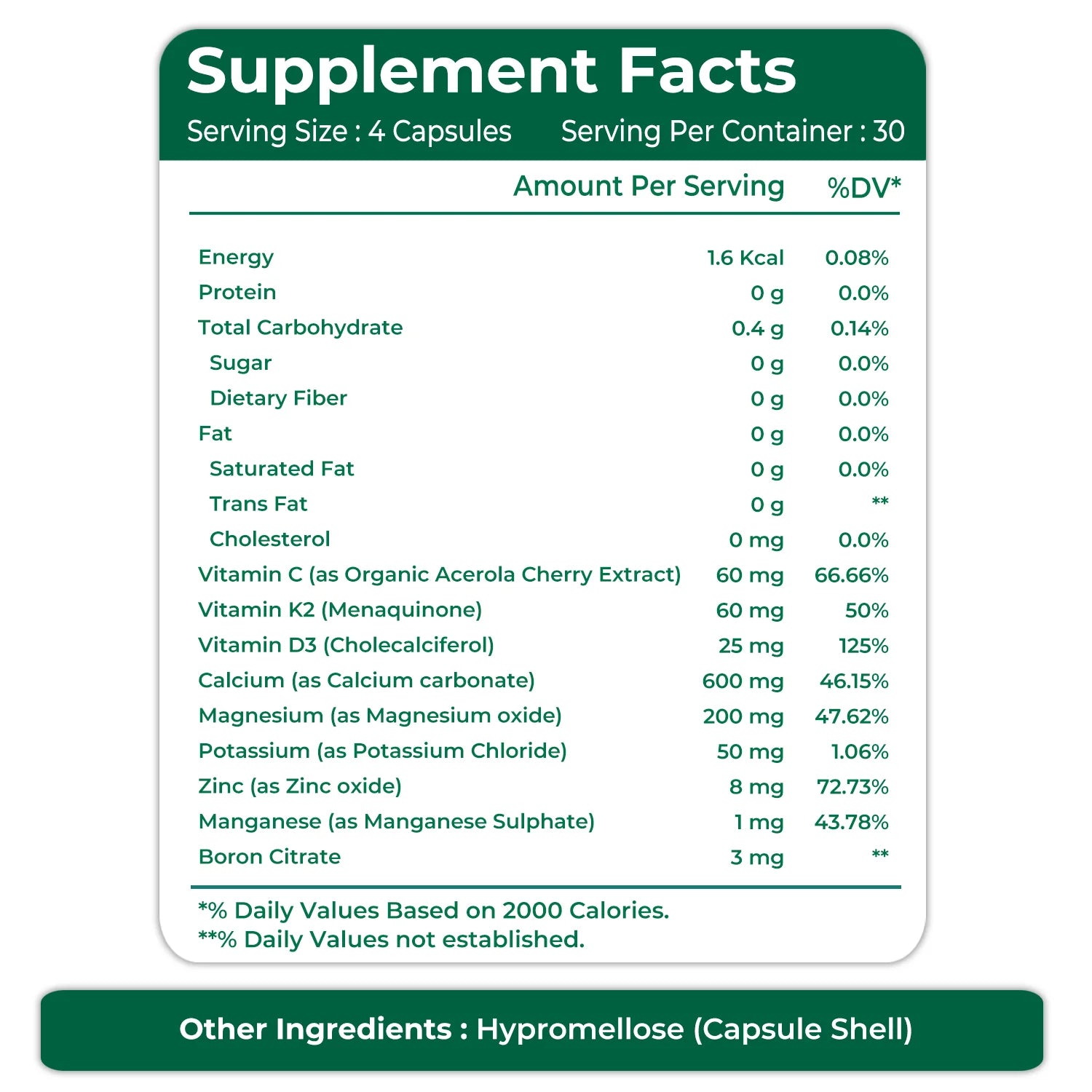 Plant Based Calcium with Magnesium, Zinc & Vitamins 