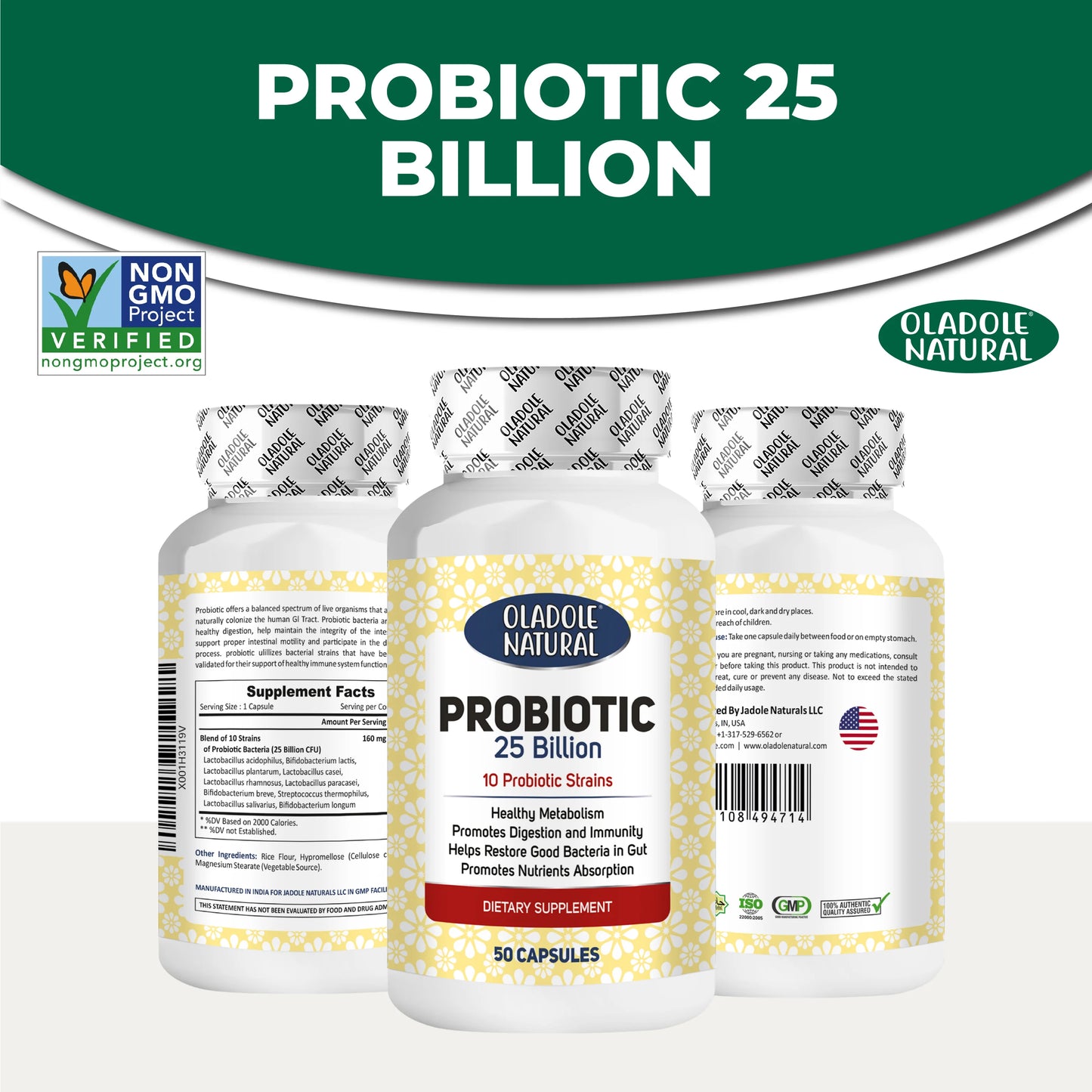  Probiotic, 25 Billion 10 Probiotic Strains, 50 Capsule