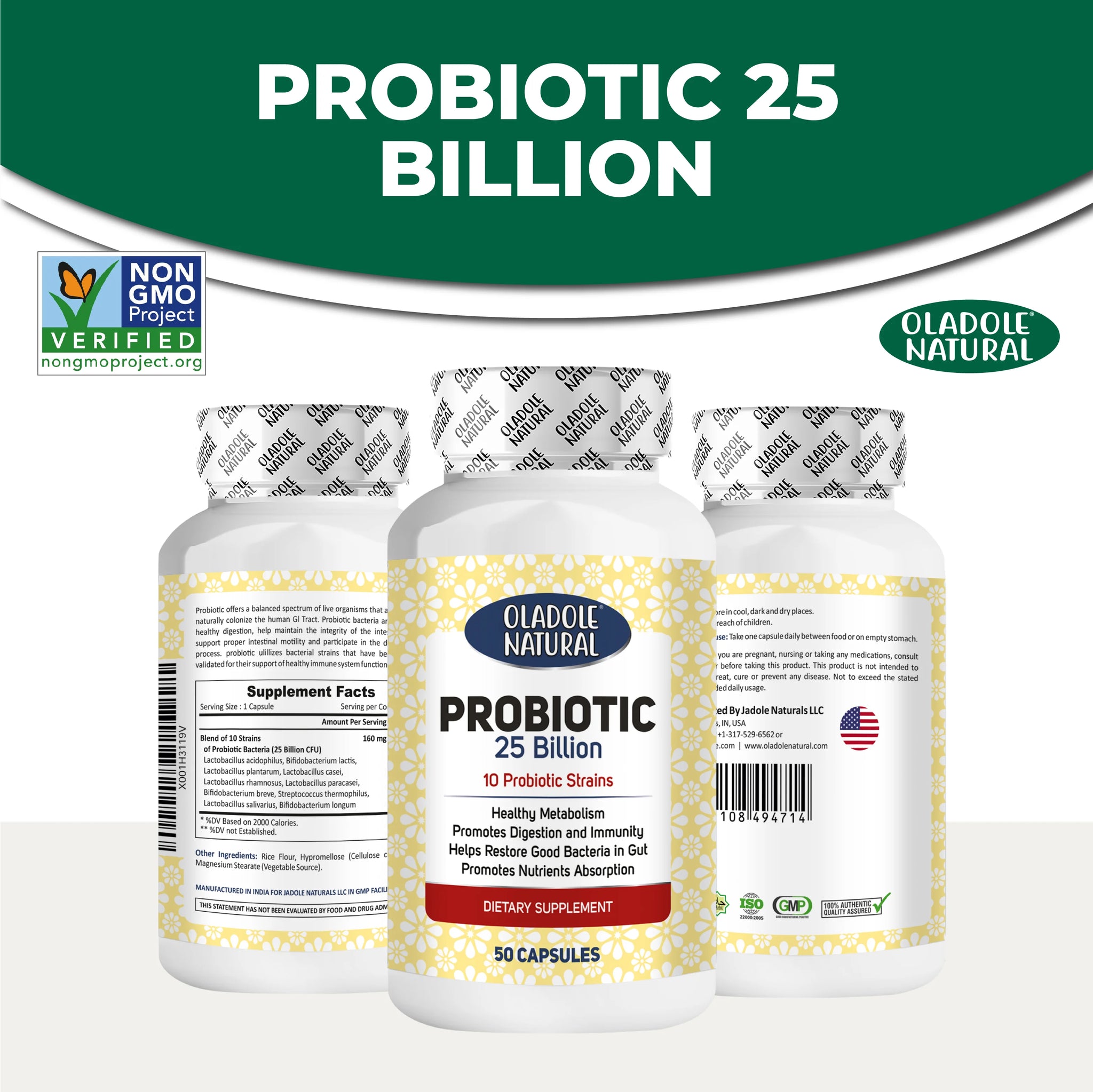  Probiotic, 25 Billion 10 Probiotic Strains, 50 Capsule