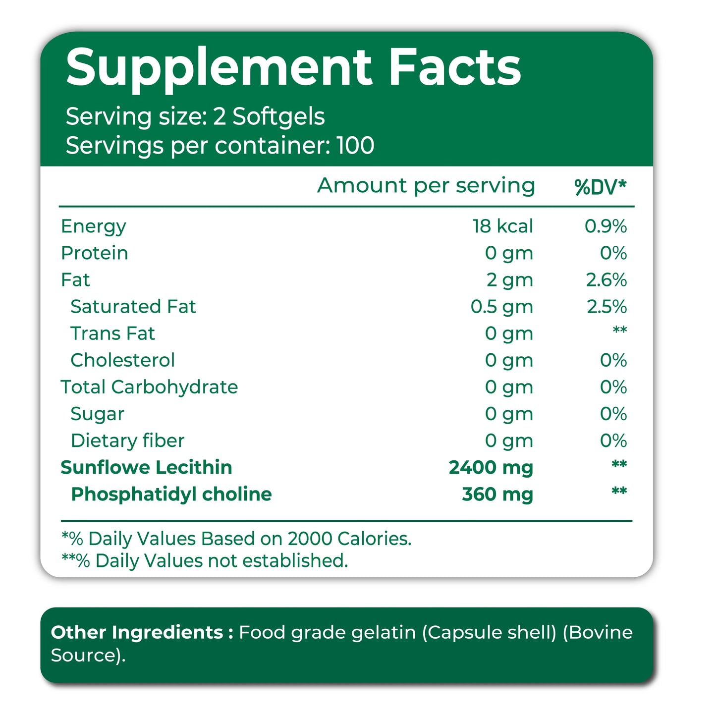 Sunflower Lecithin 2400 mg