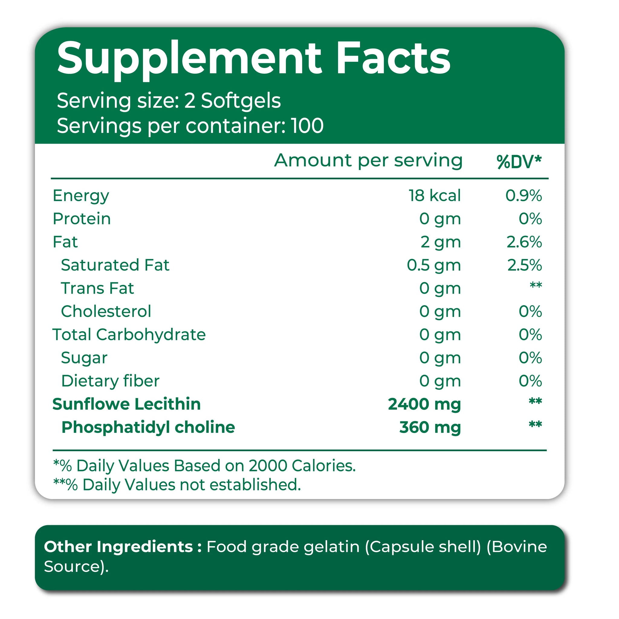 Sunflower Lecithin 2400 mg