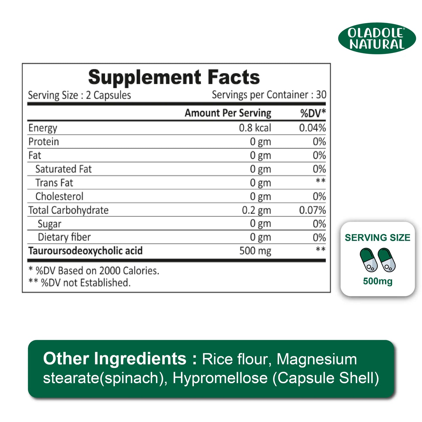 TUDCA Tauroursodeoxycholic Acid 500 mg