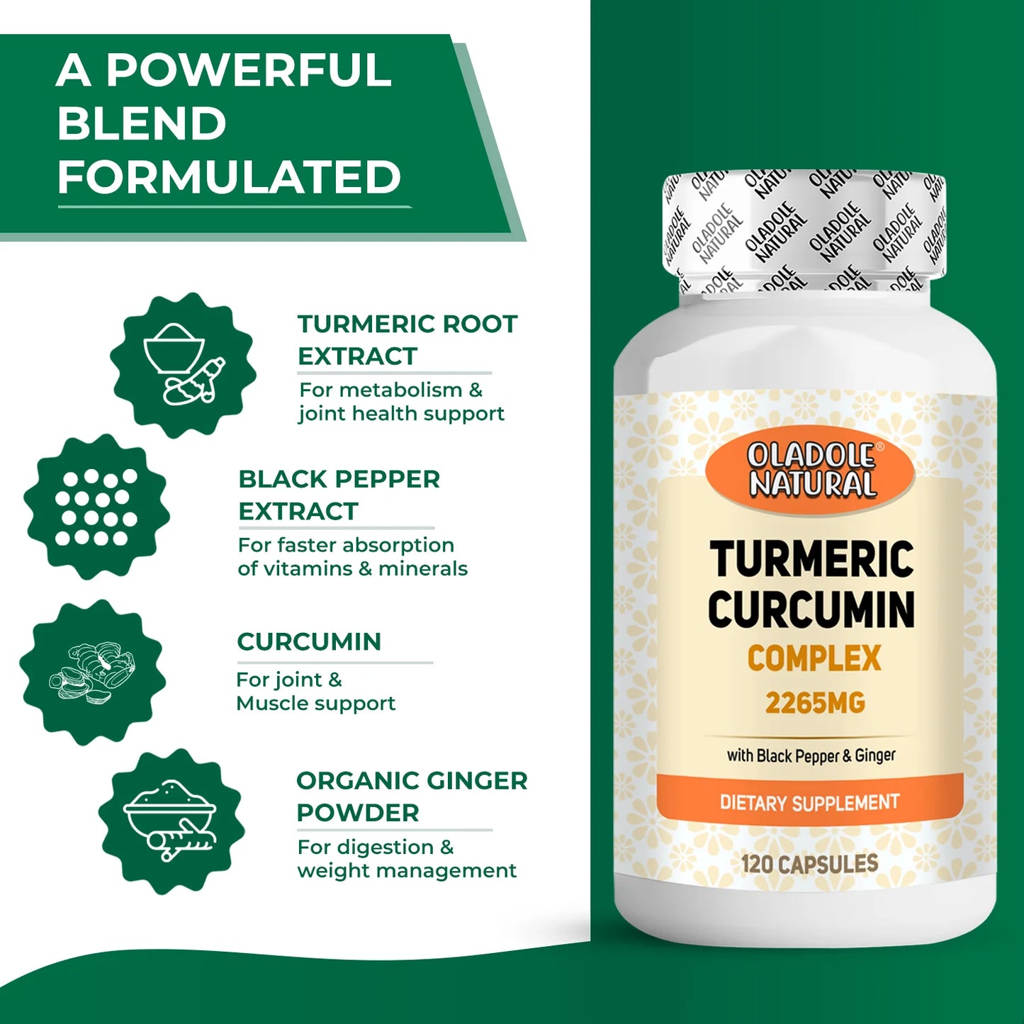 Turmeric Curcumin Complex 2265 mg - 120 Capsules
