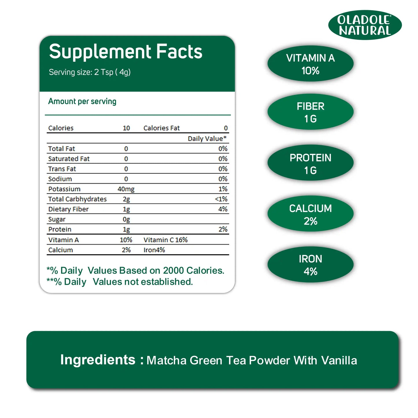 Vanilla Matcha Green Tea Powder 50 g