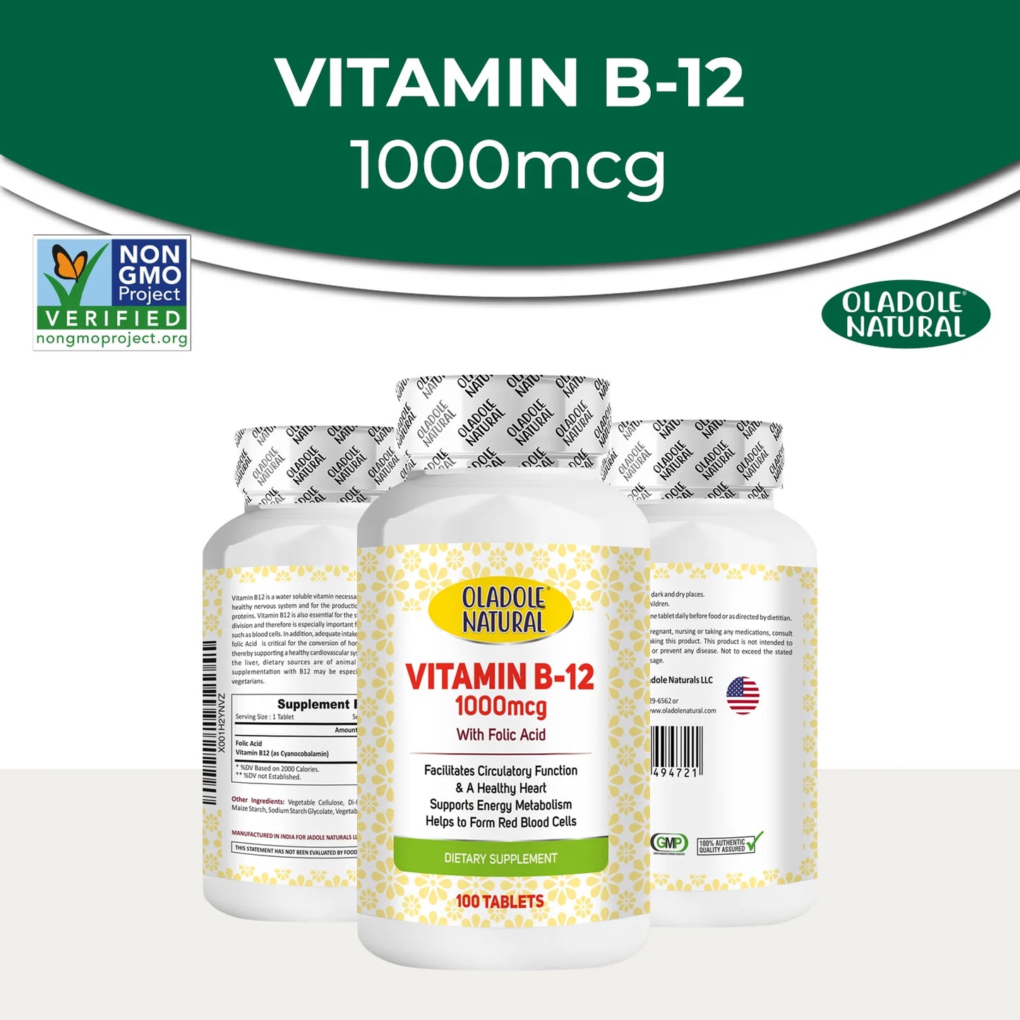 Vitamin B12 with Folic Acid 1000 mcg