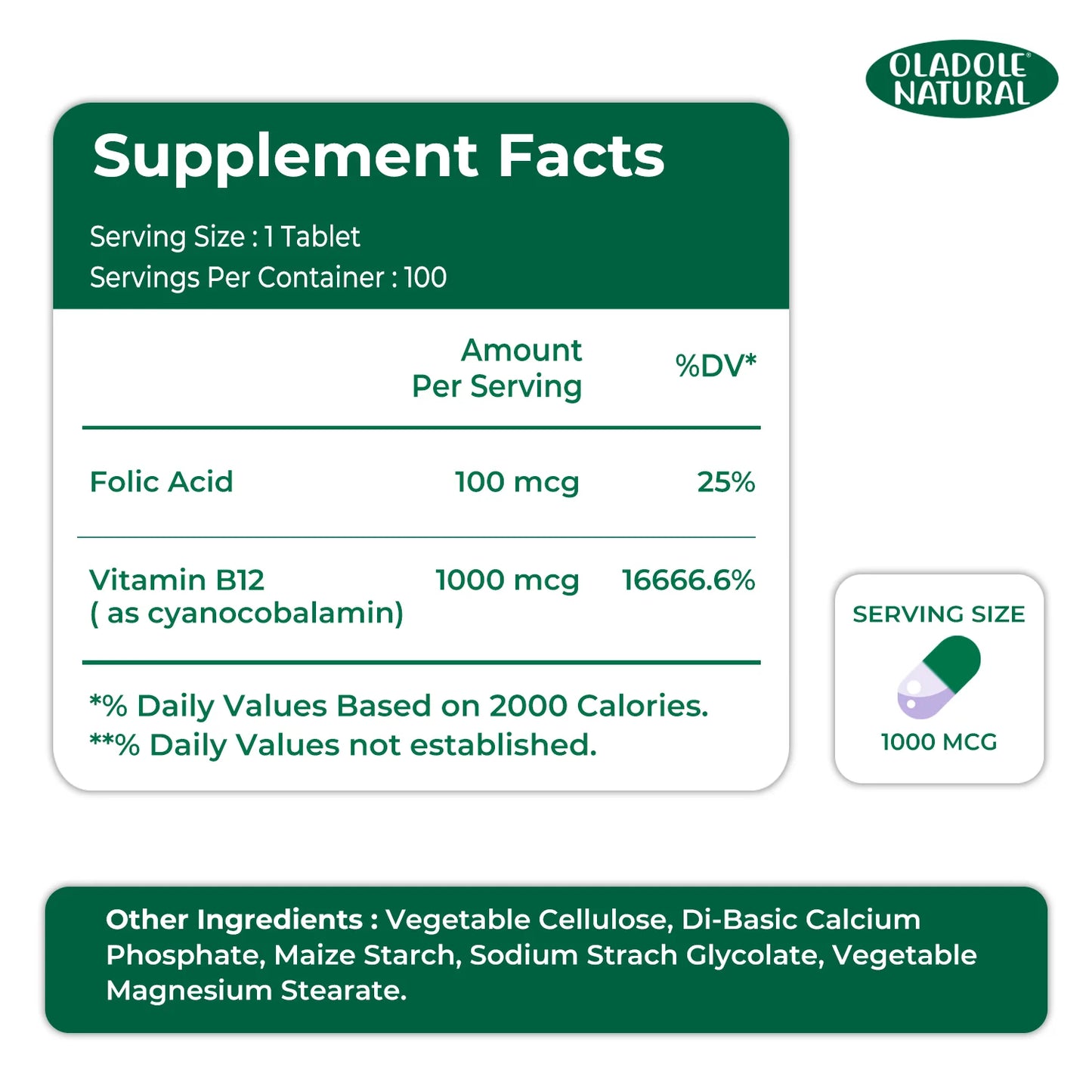 Vitamin B12 with Folic Acid 1000 mcg