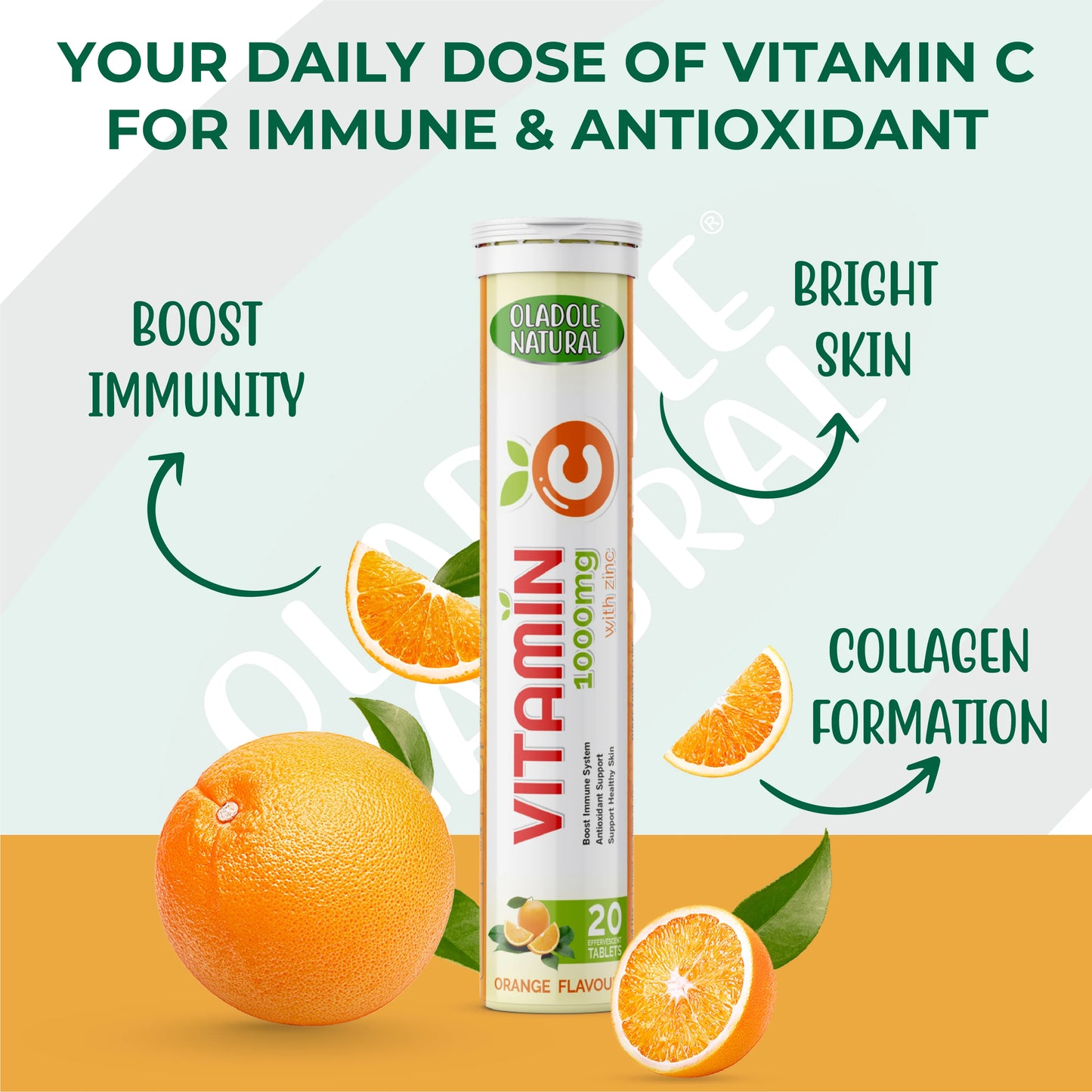 Vitamin C Effervescent + Zinc Orange Flavor 1000 mg