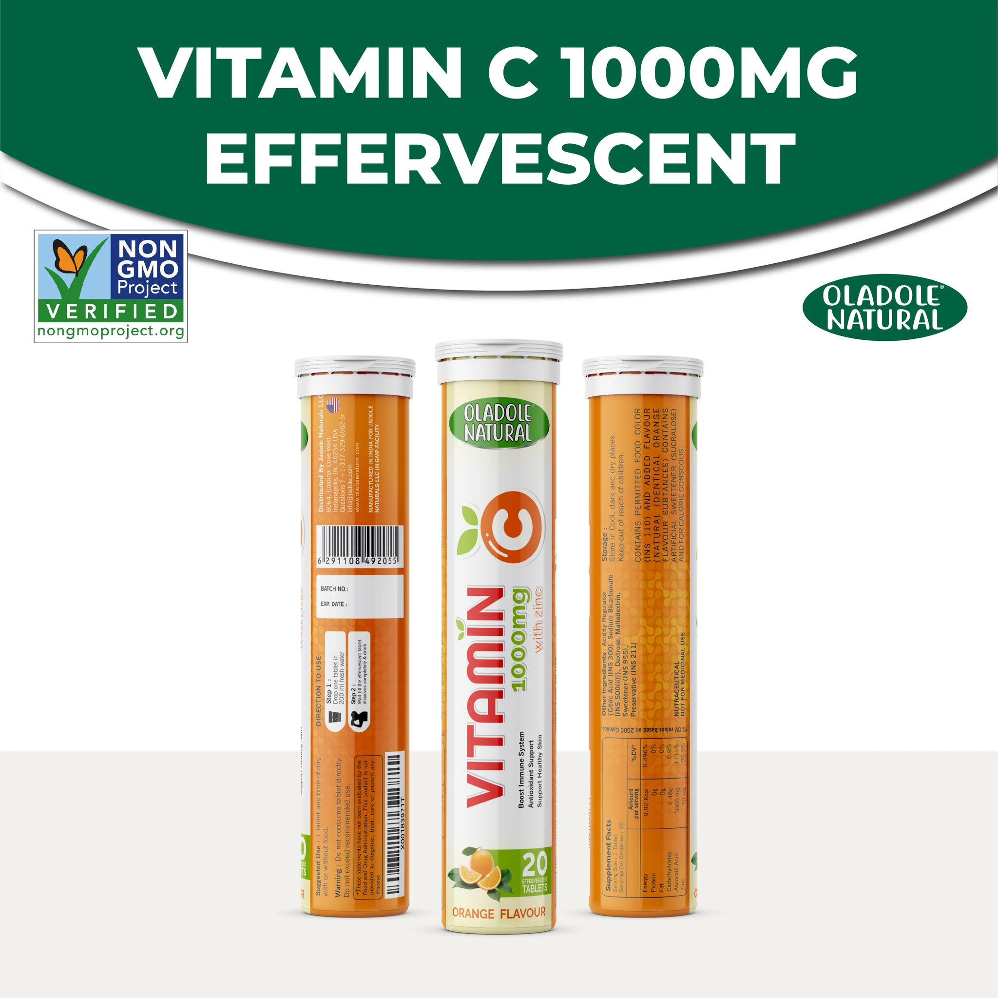 Vitamin C Effervescent + Zinc Orange Flavor 1000 mg