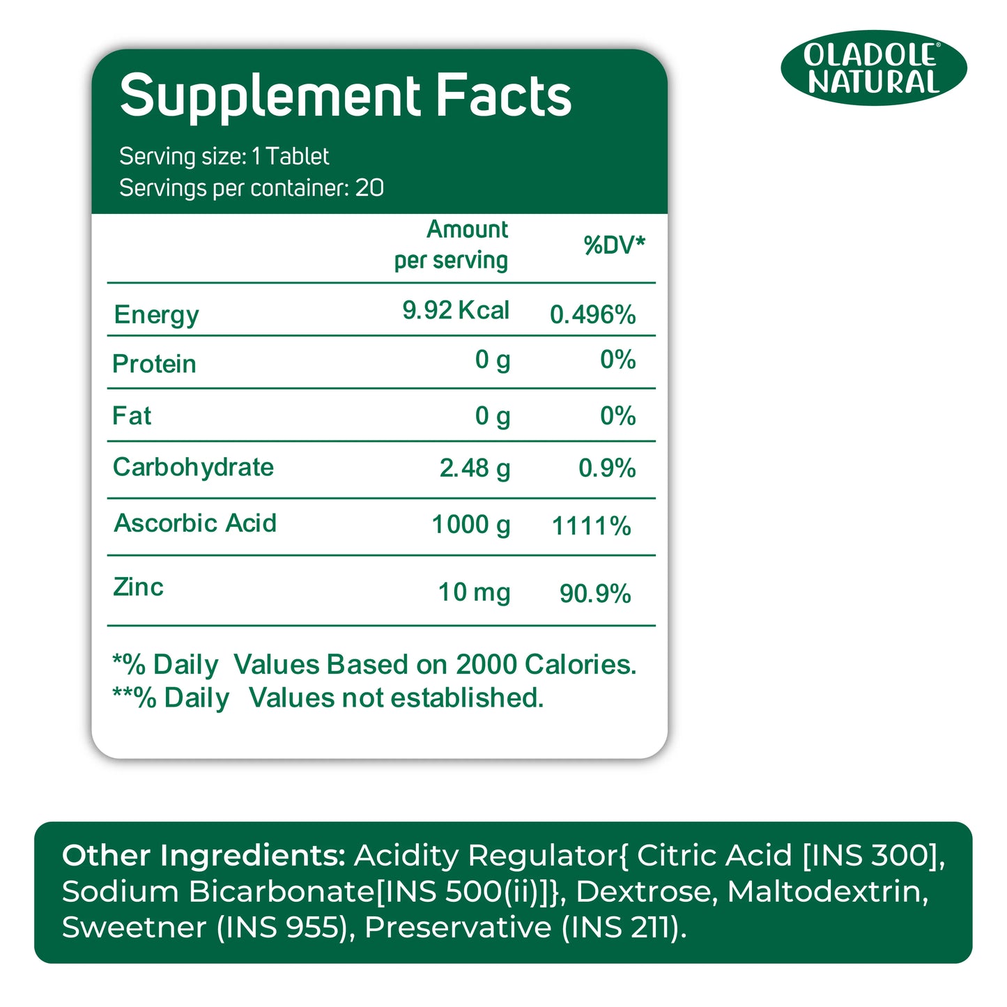 Vitamin C Effervescent + Zinc Orange Flavor 1000 mg