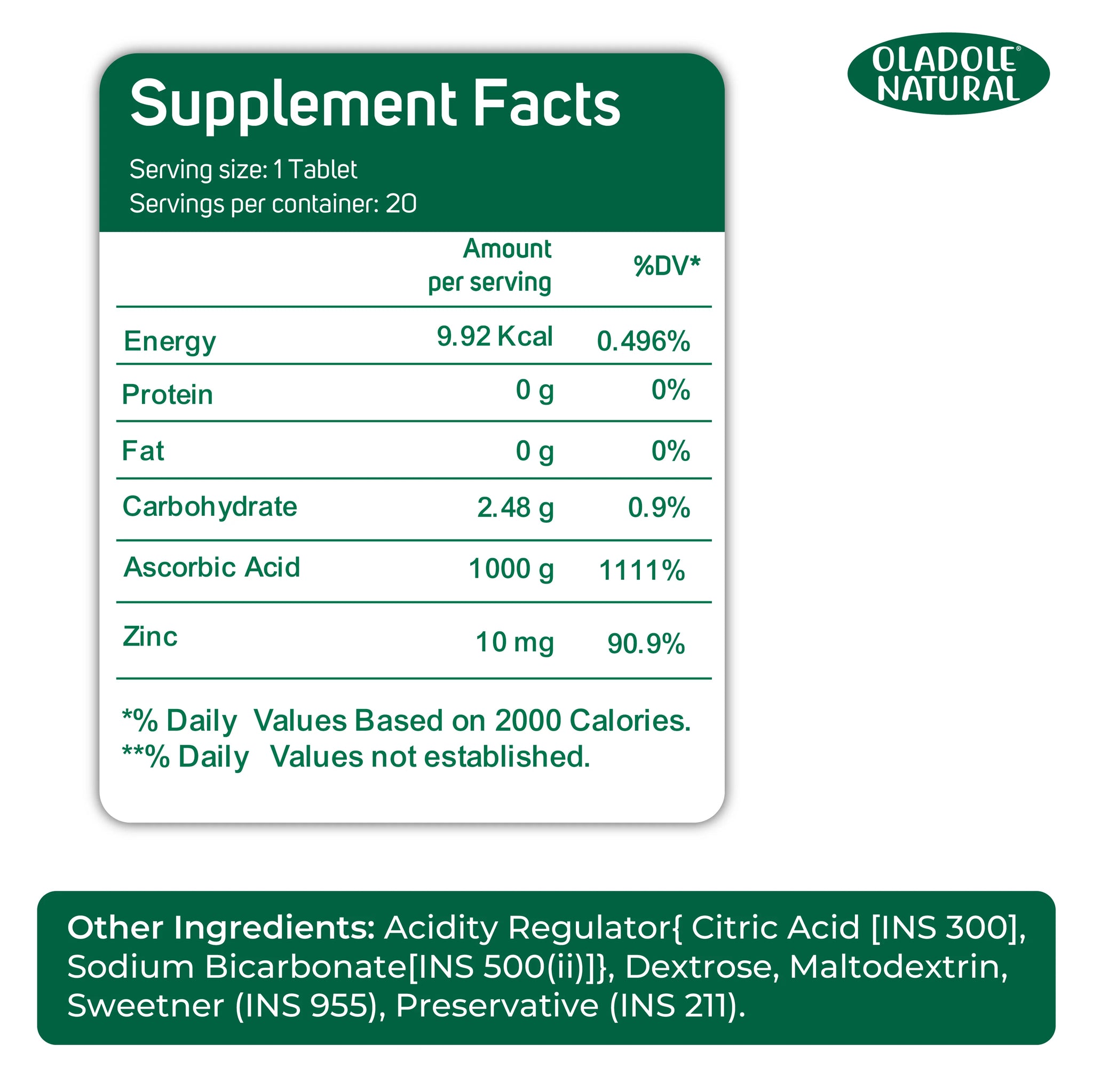 Vitamin C Effervescent + Zinc Orange Flavor 1000 mg