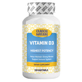 Vitamin D3 High Potency Bone & Immune Support - 120 Softgels